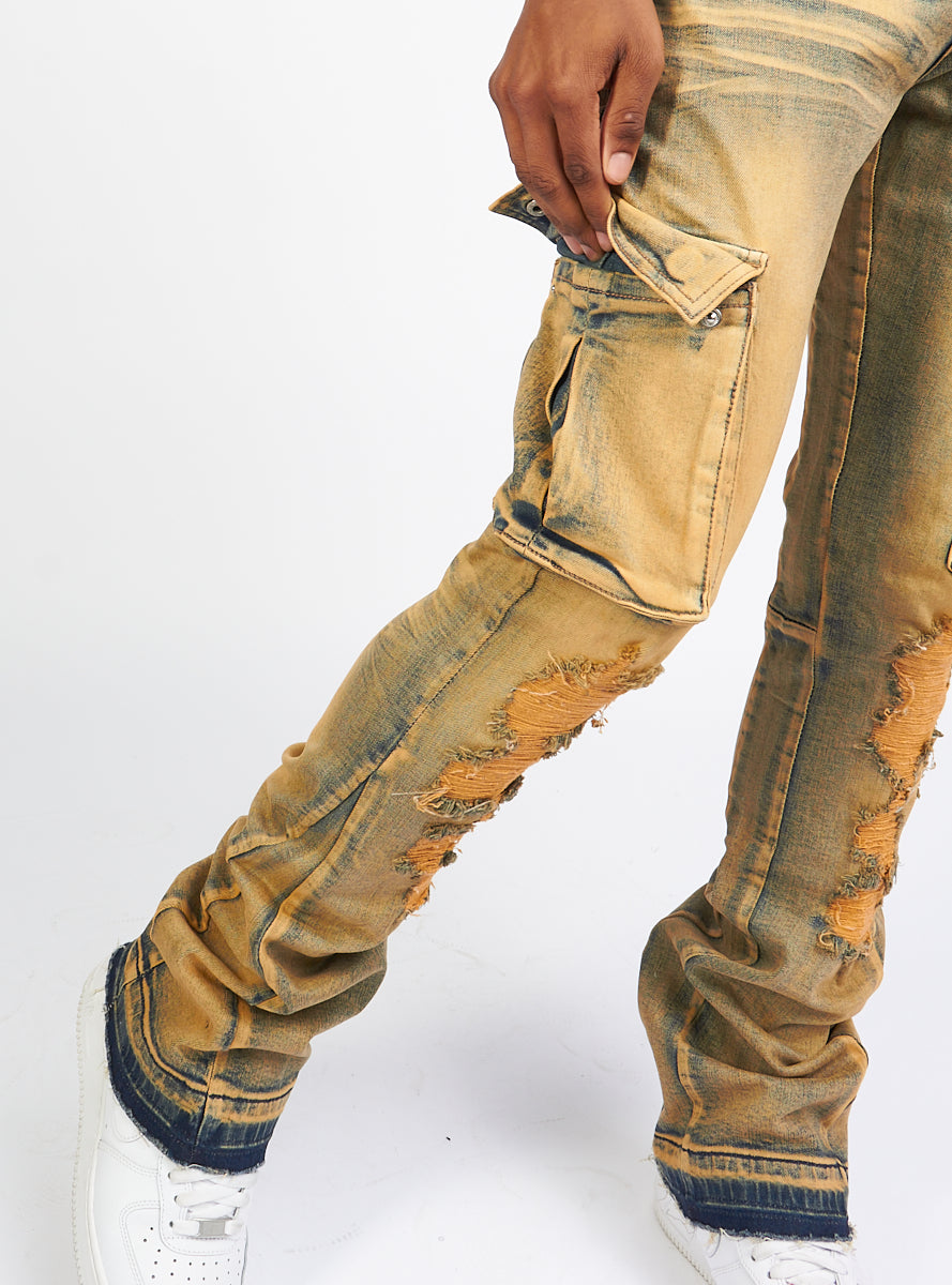 Politics Flare Stacked Pants - Mott - Vintage Wash - 501