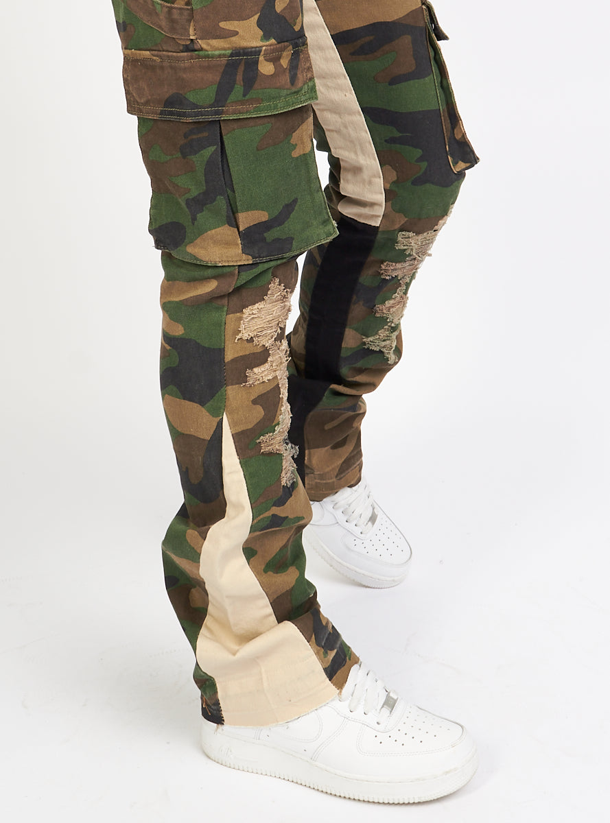 Politics Flare Stacked Pants - Mott -  Camo - 502