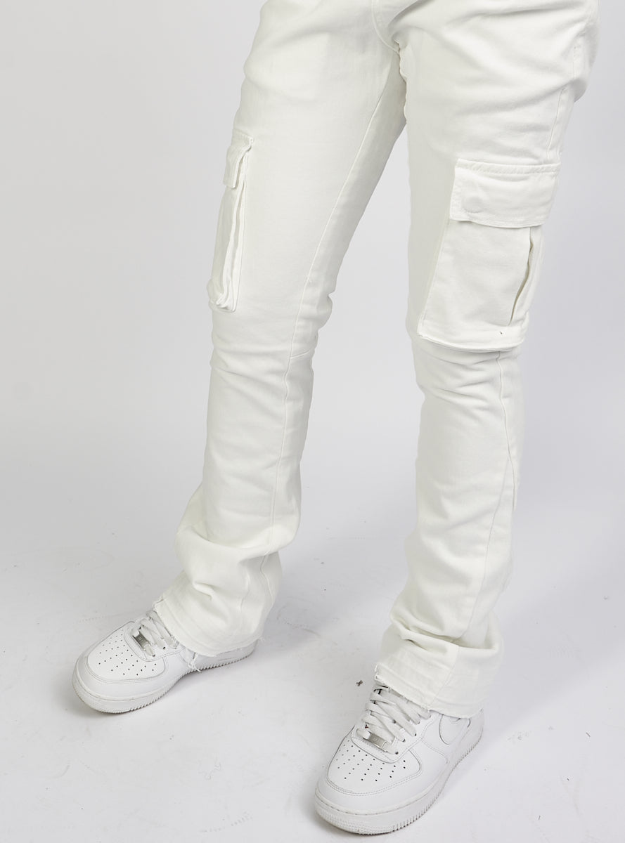 Politics Flare Stacked Pants - Mott - White - 506