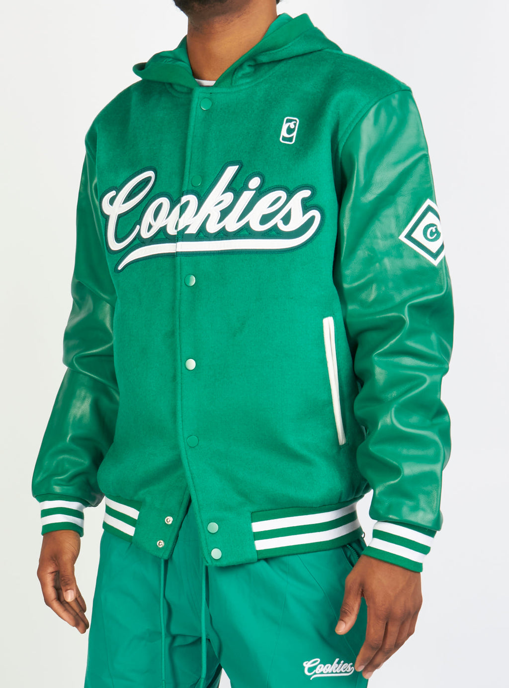 Cookies Jacket - Pack Talk Hooded Letterman - Forest Green - 1564O6618
