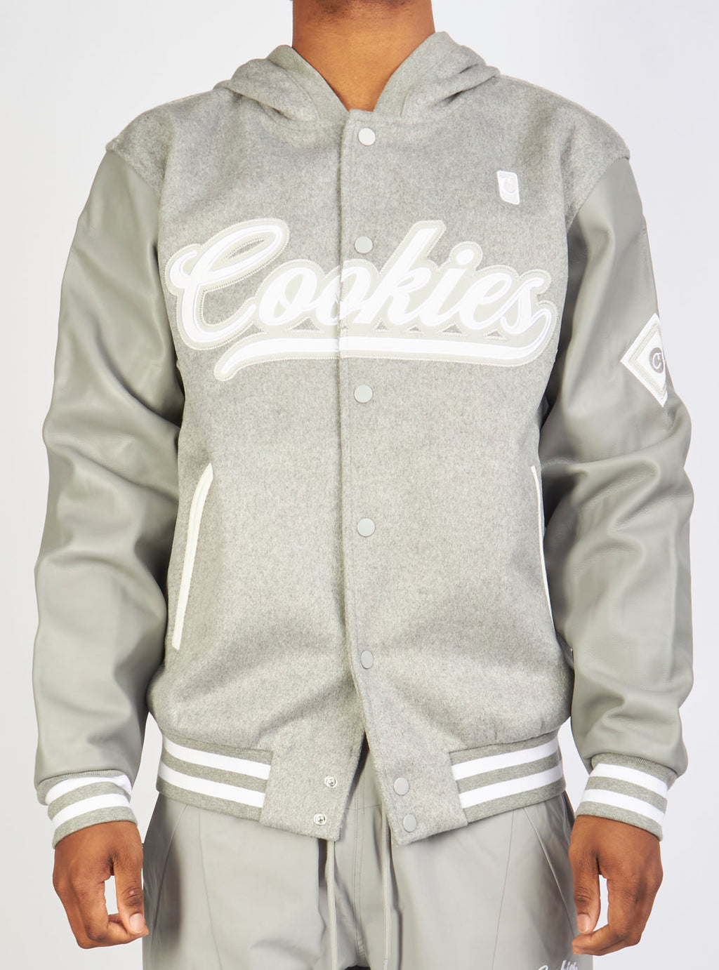 Cookies Jacket - Pack Talk Hooded Letterman - Heather Grey - 1564O6618