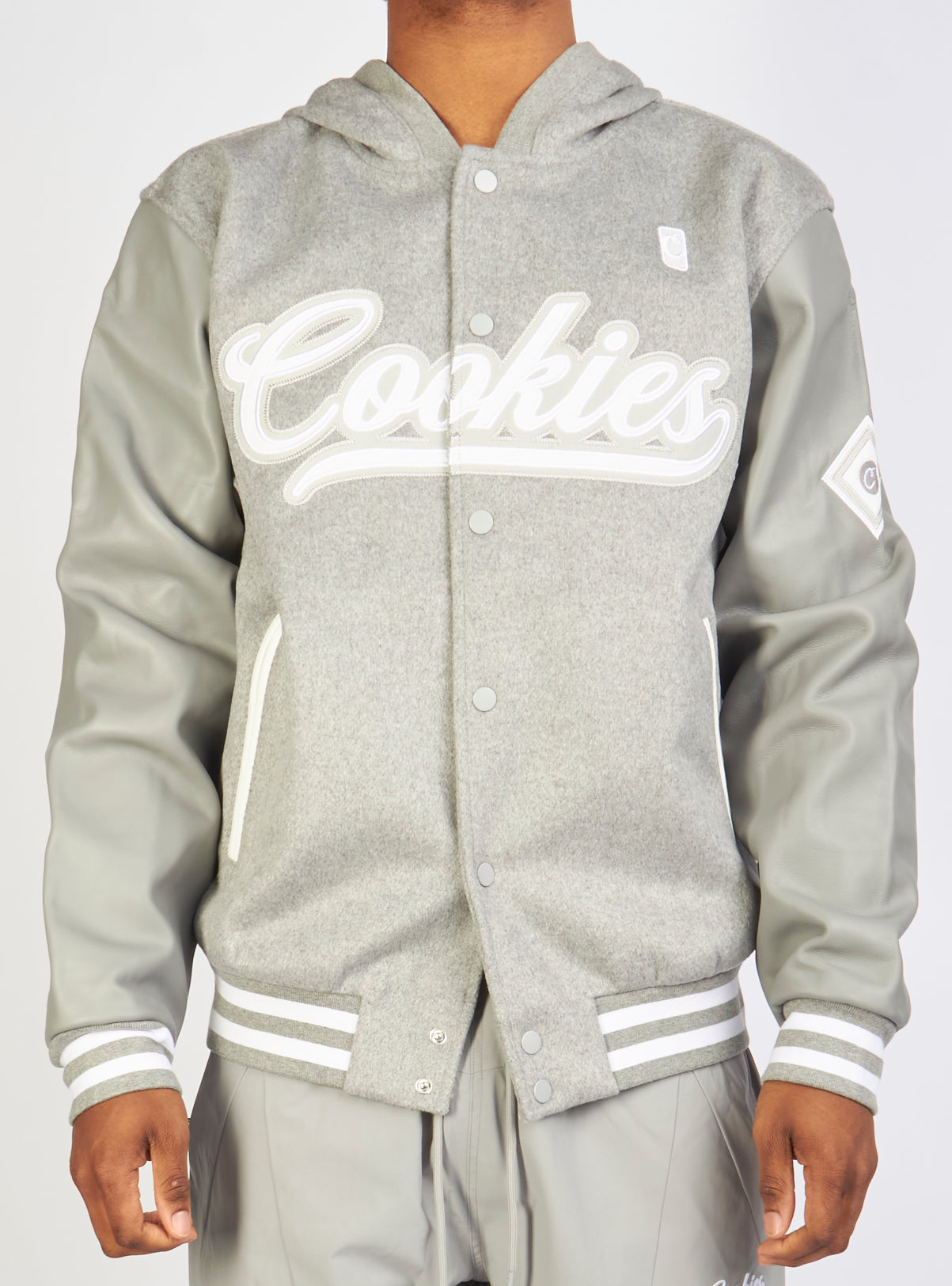 Cookies Jacket - Pack Talk Hooded Letterman - Heather Grey - 1564O6618