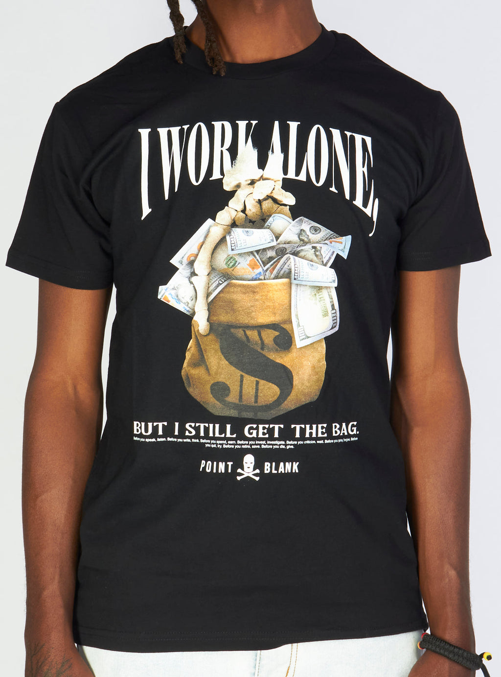 Point Blank T-Shirt - WORK ALONE - BLACK - PBAP23TS21