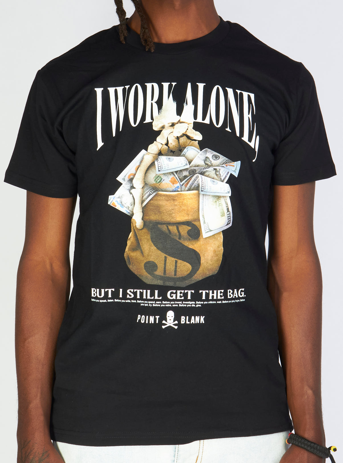 Point Blank T-Shirt - WORK ALONE - BLACK - PBAP23TS21