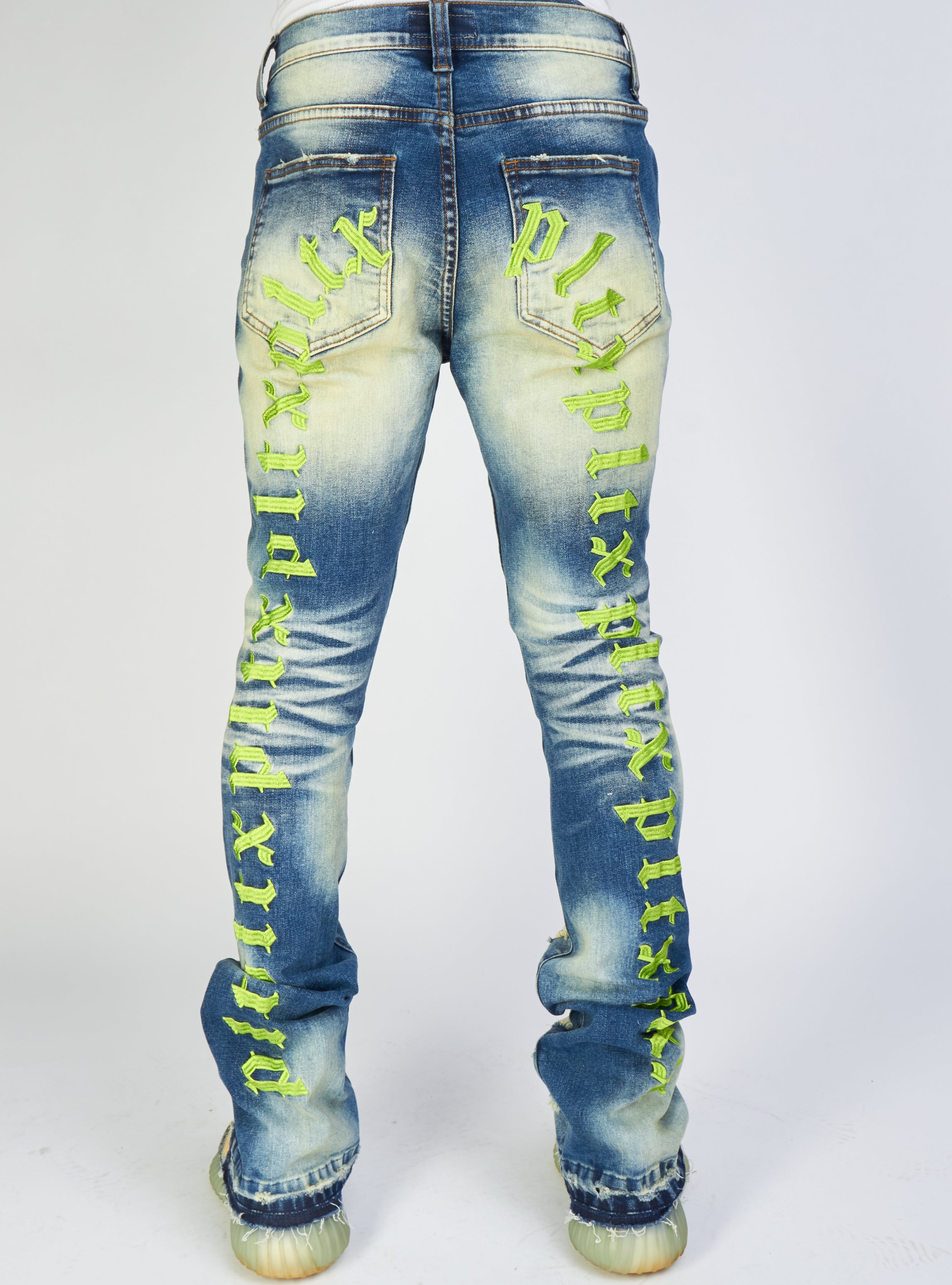 Politics Jeans - Embroidered  Skinny Stacked Flare Mac - Medium Blue  - 510