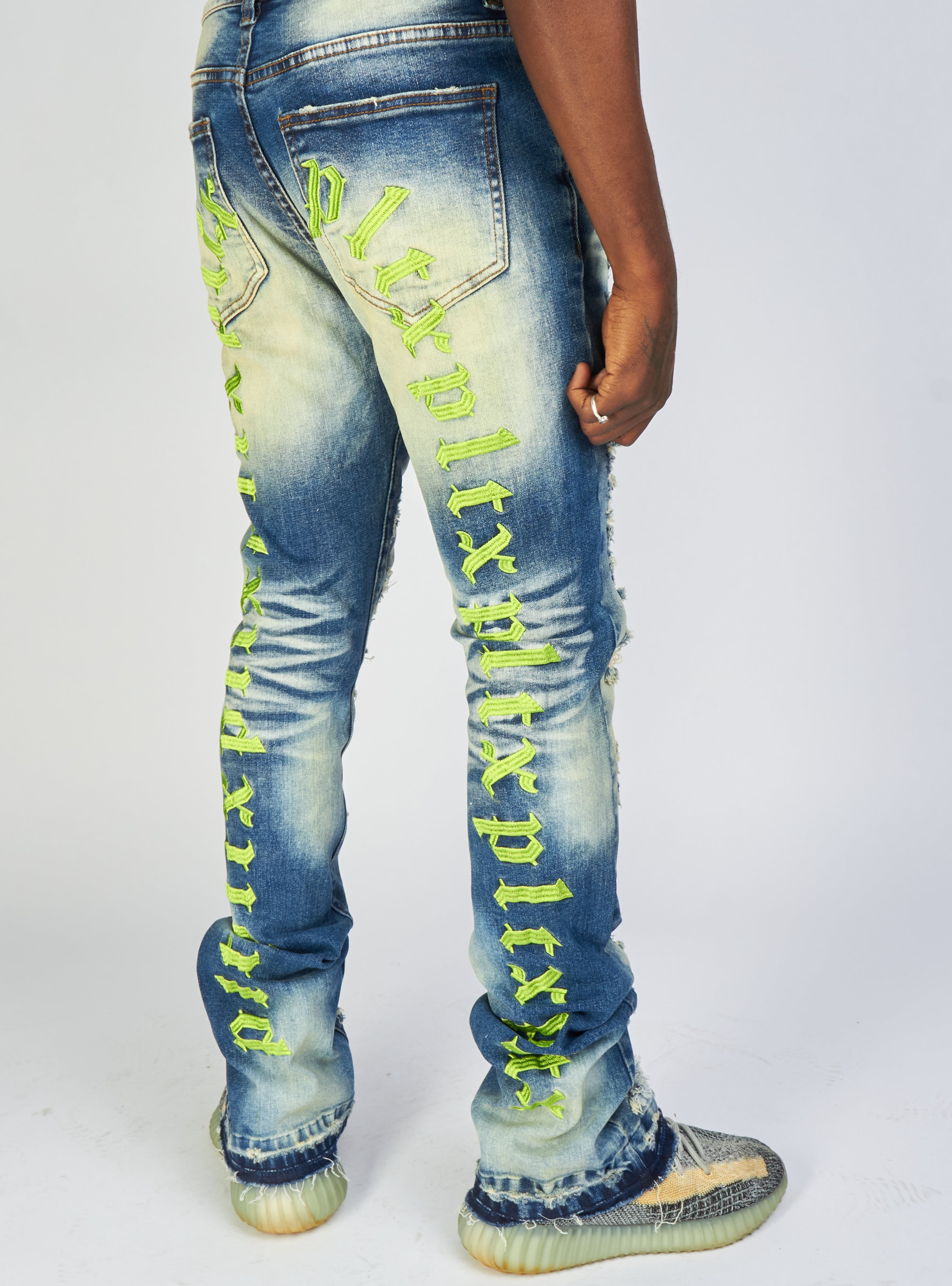 Politics Jeans - Embroidered  Skinny Stacked Flare Mac - Medium Blue  - 510