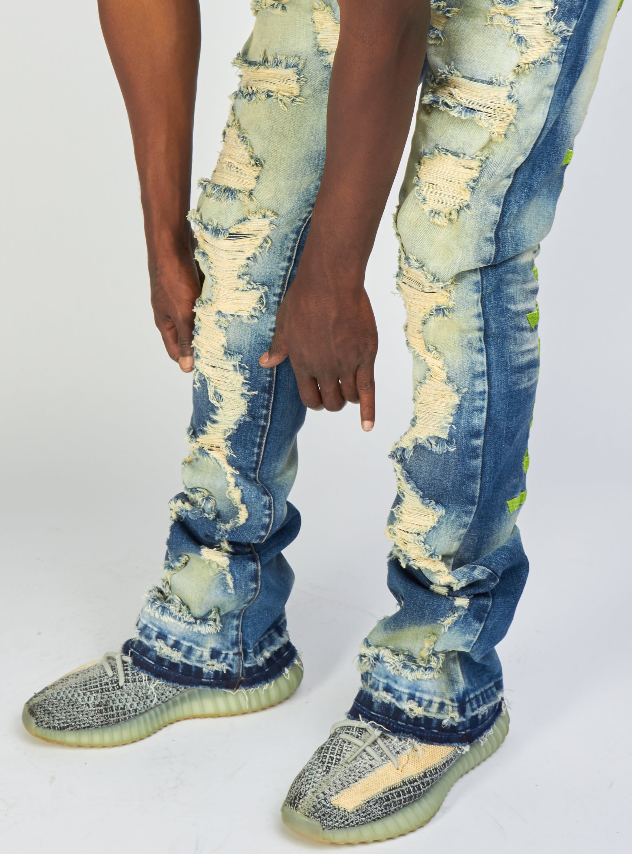 Politics Jeans - Embroidered  Skinny Stacked Flare Mac - Medium Blue  - 510