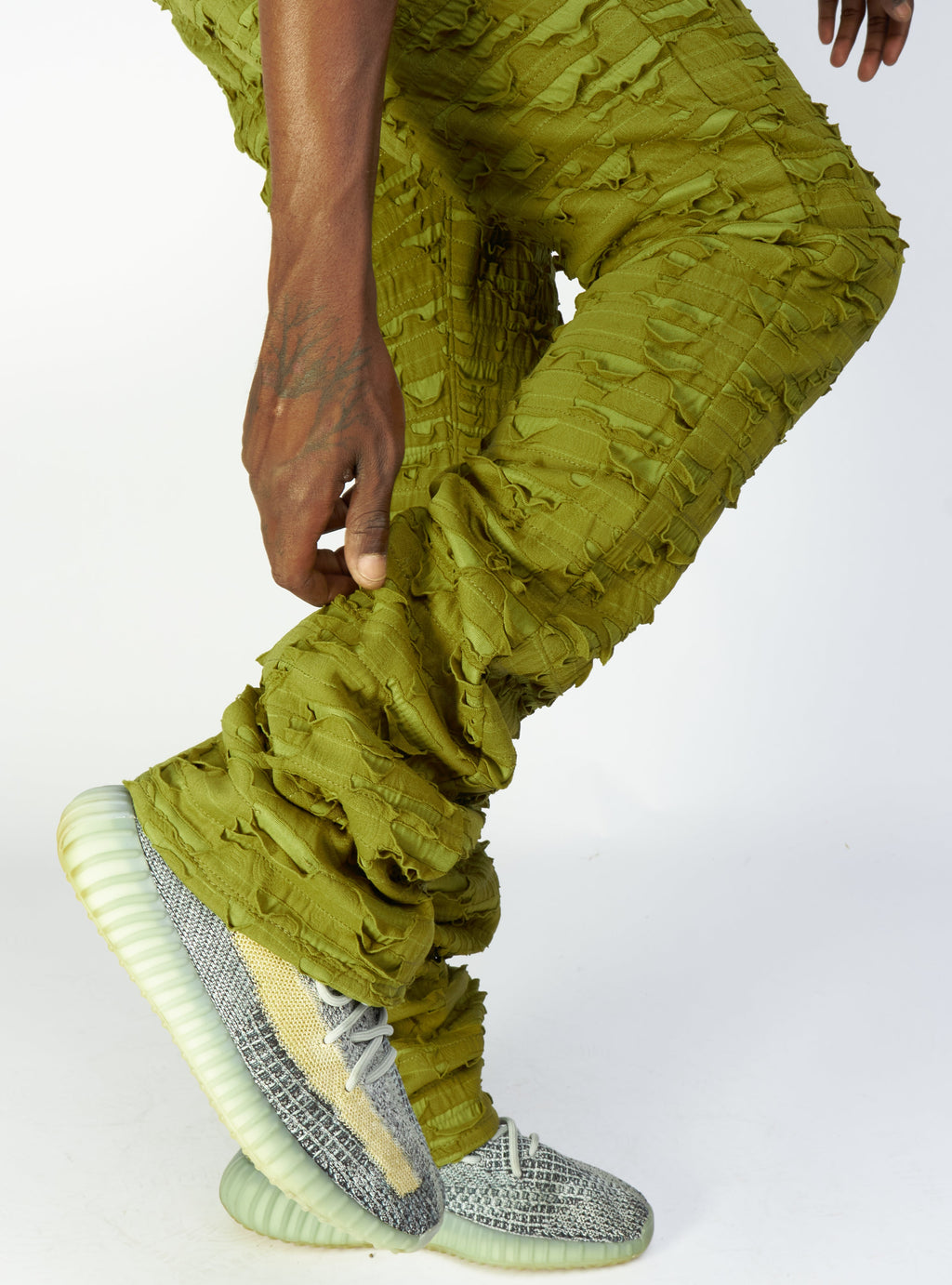 Politics Jeans - Lucas - Olive - Shredded Stacked Flare  - 502