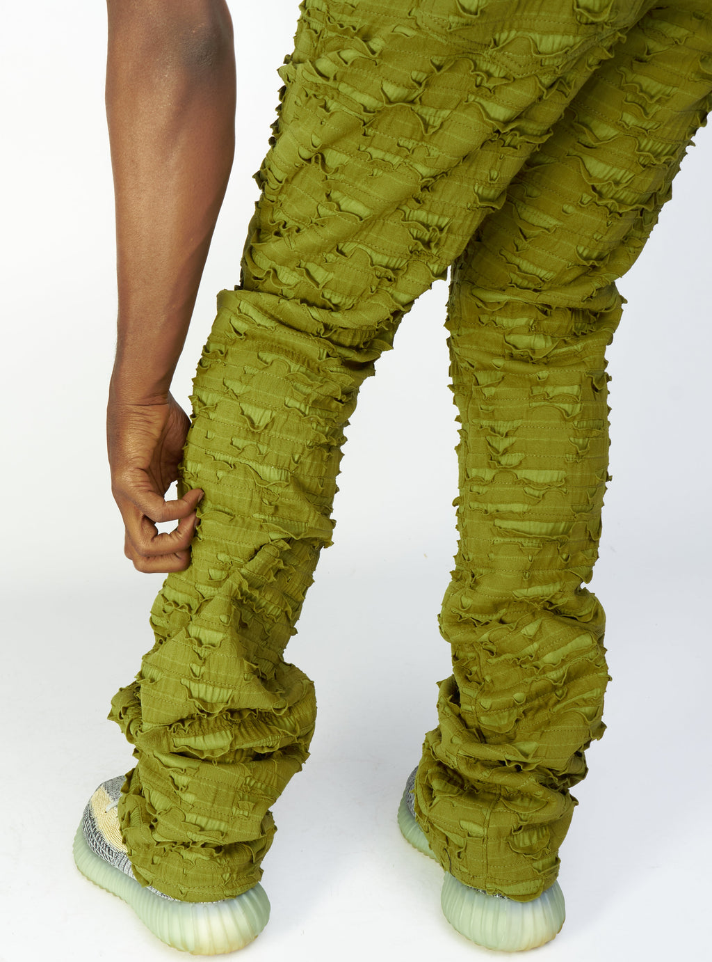 Politics Jeans - Lucas - Olive - Shredded Stacked Flare  - 502
