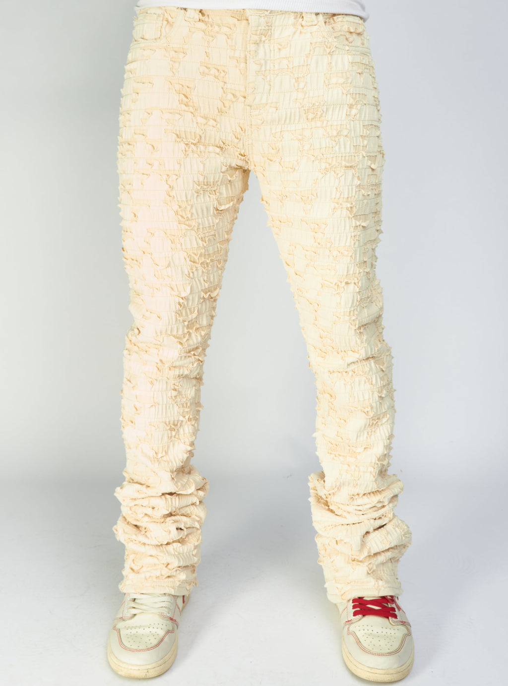 Politics Jeans - Lucas - Cream - Shredded Stacked Flare  - 501