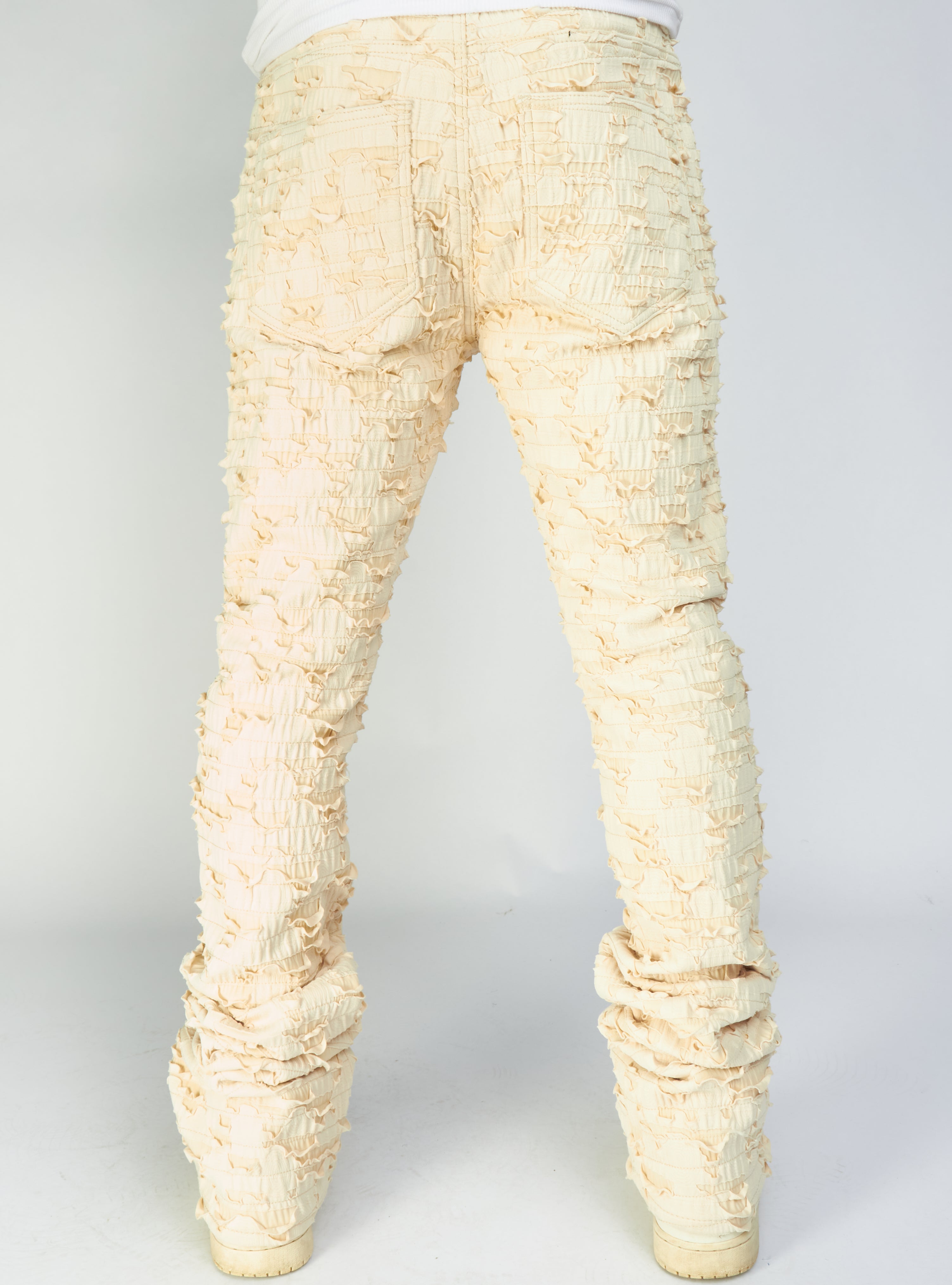 Politics Jeans - Lucas - Cream - Shredded Stacked Flare  - 501
