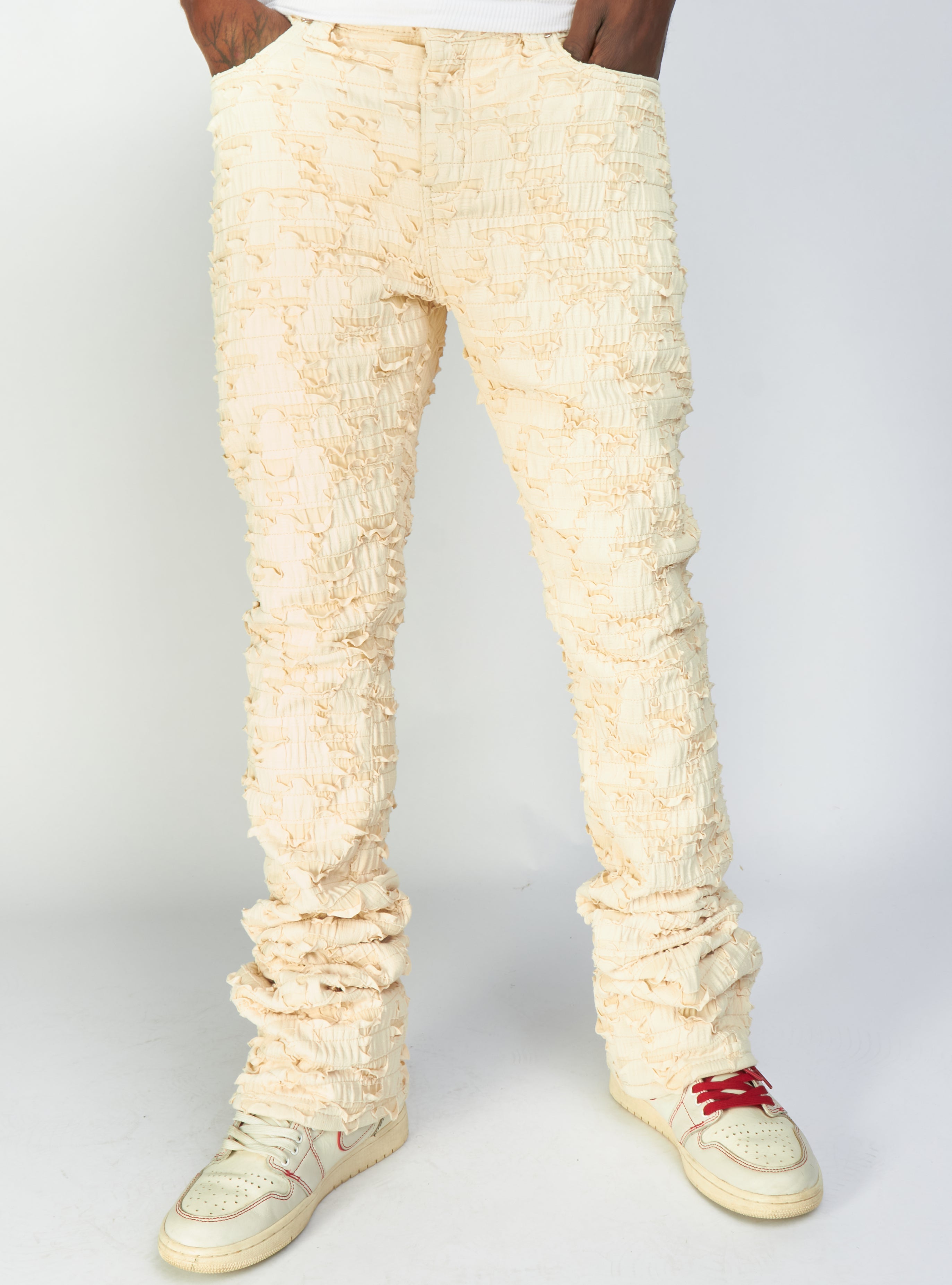 Politics Jeans - Lucas - Cream - Shredded Stacked Flare  - 501