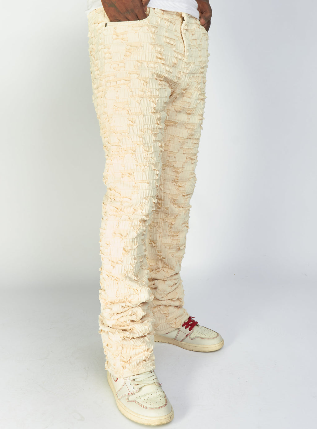 Politics Jeans - Lucas - Cream - Shredded Stacked Flare  - 501