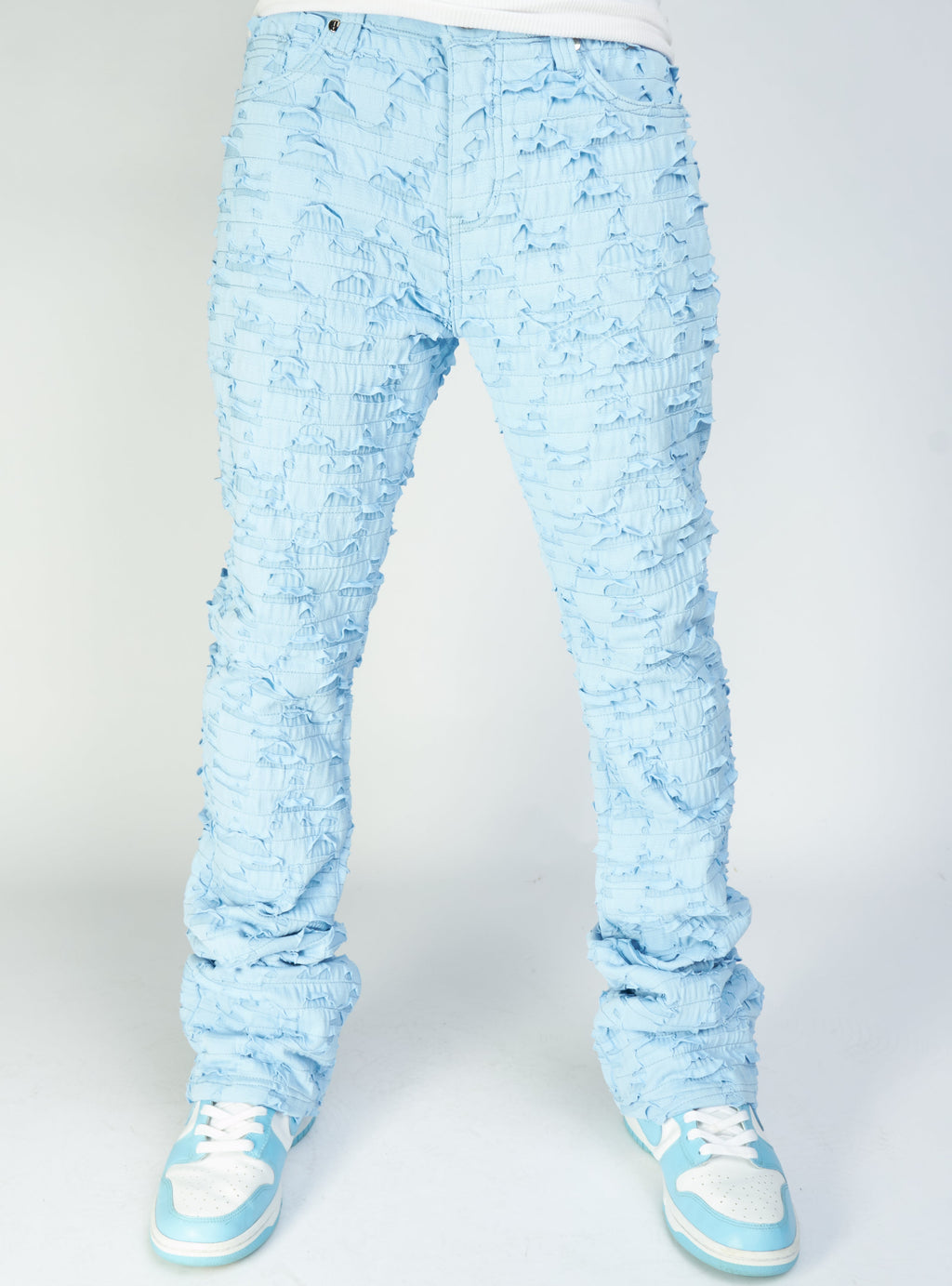Politics Jeans - Lucas - Baby Blue - Shredded Stacked Flare  - 504
