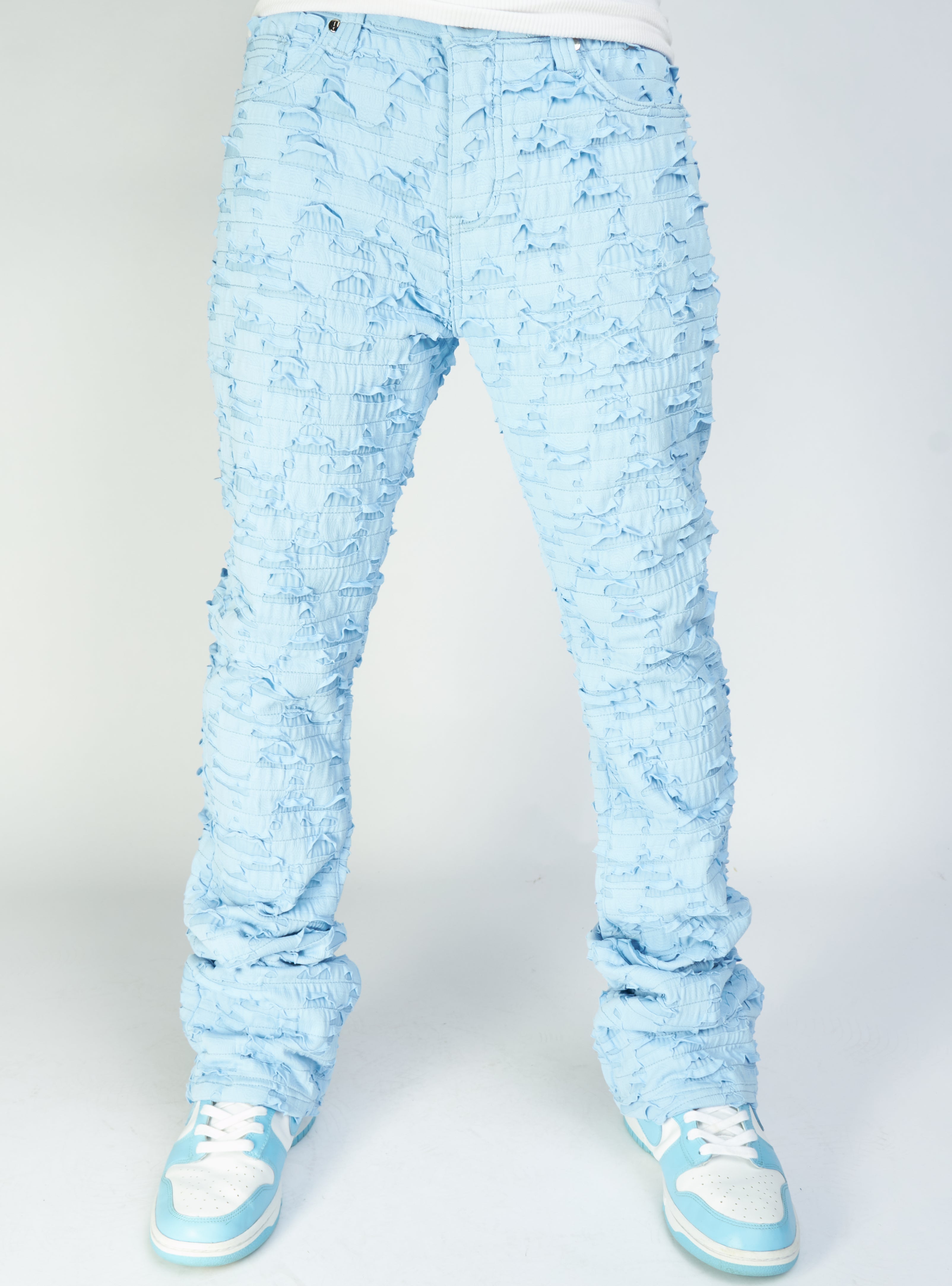 Politics Jeans - Lucas - Baby Blue - Shredded Stacked Flare  - 504
