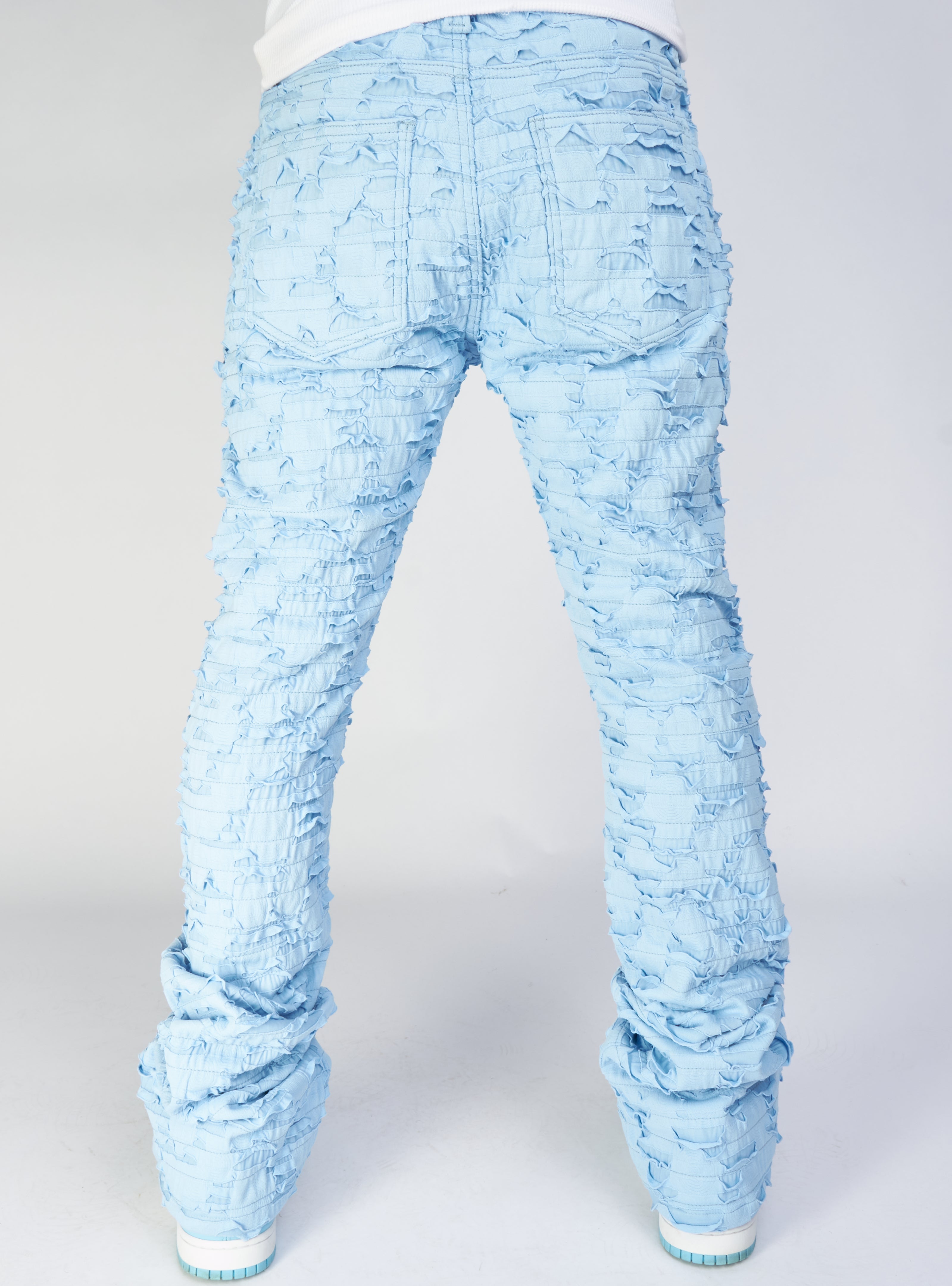 Politics Jeans - Lucas - Baby Blue - Shredded Stacked Flare  - 504