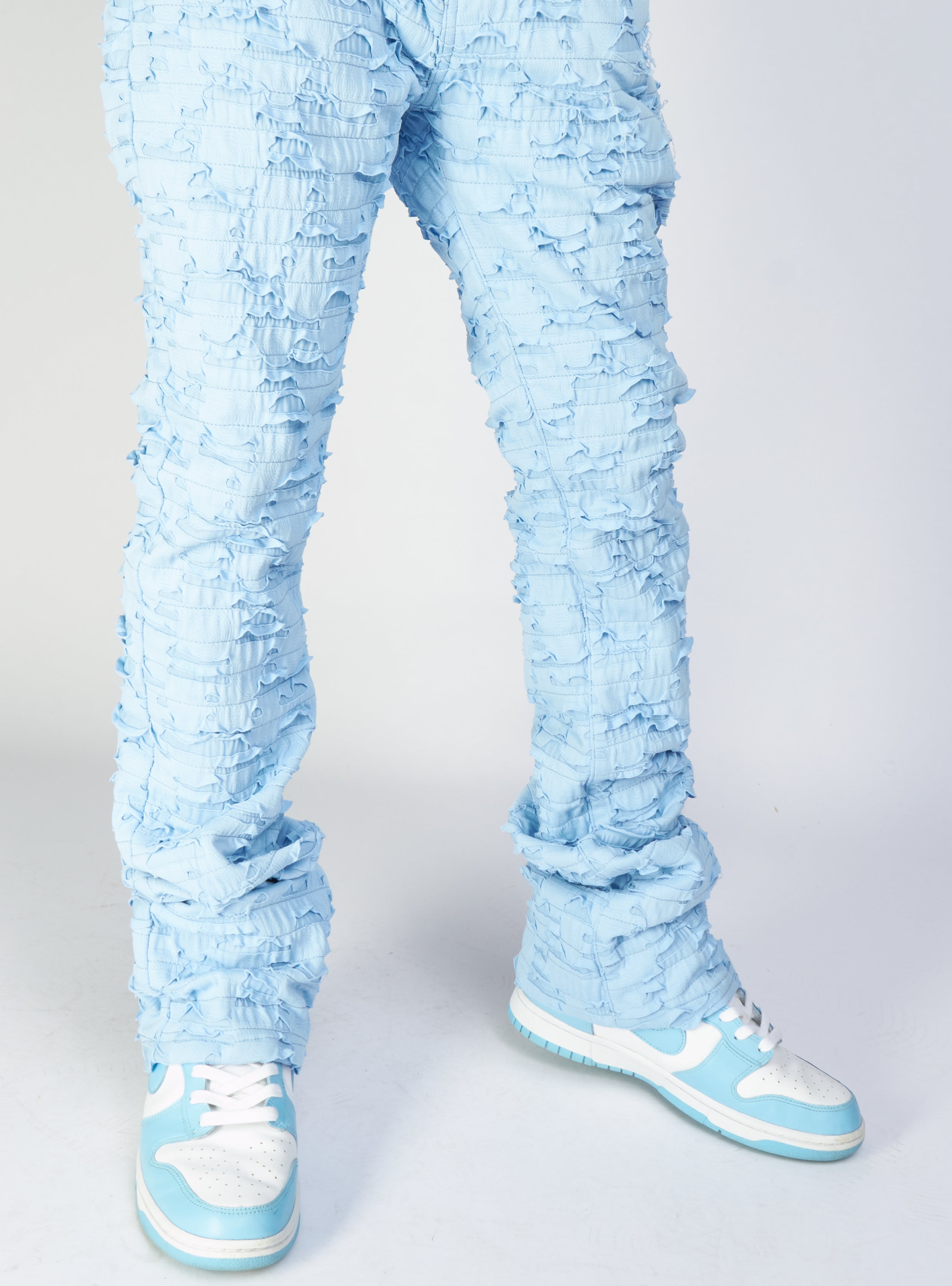 Politics Jeans - Lucas - Baby Blue - Shredded Stacked Flare  - 504