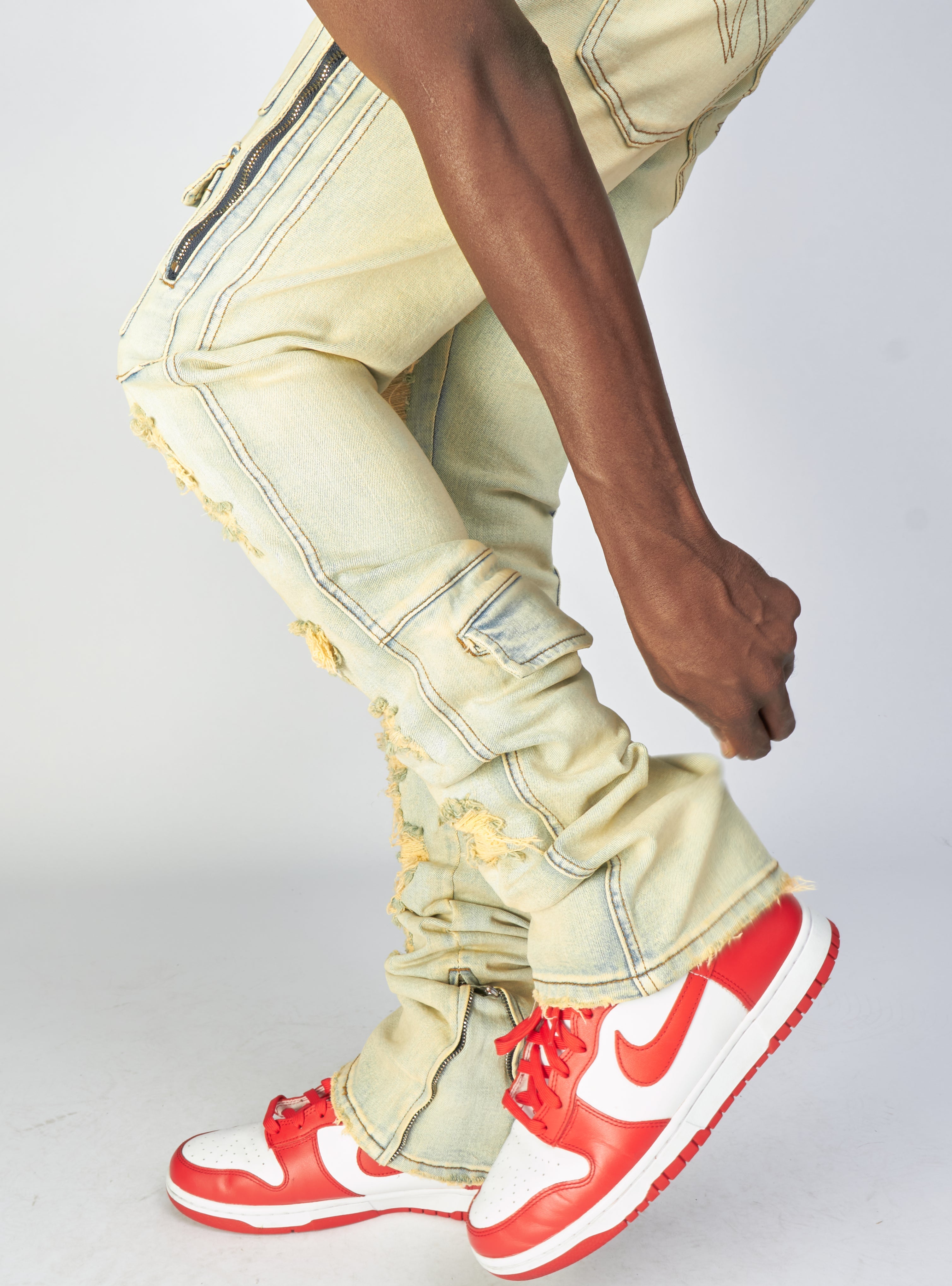 Politics Jeans - Murphy - Light Sand Blast - Skinny Stacked Cargo Zip Flare - 511