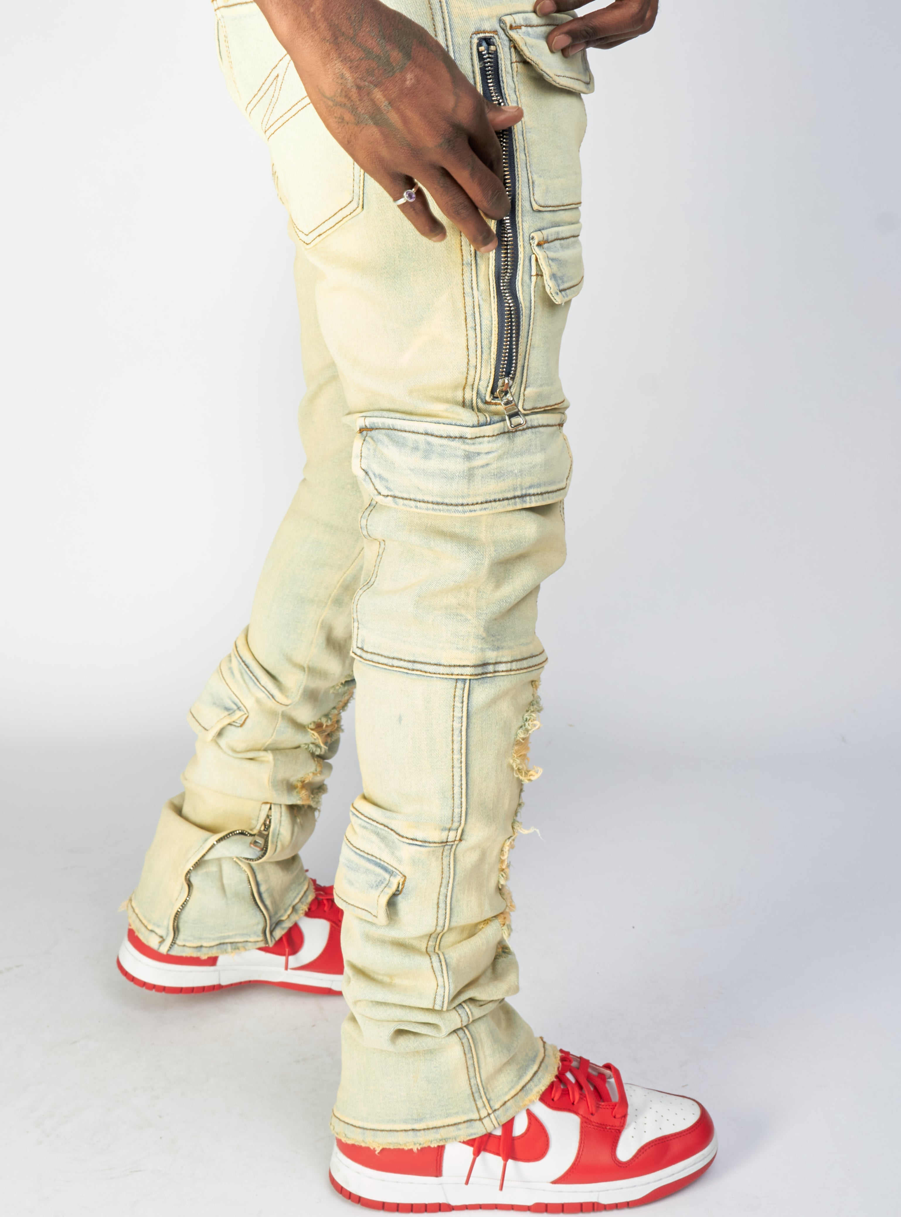 Politics Jeans - Murphy - Light Sand Blast - Skinny Stacked Cargo Zip Flare - 511