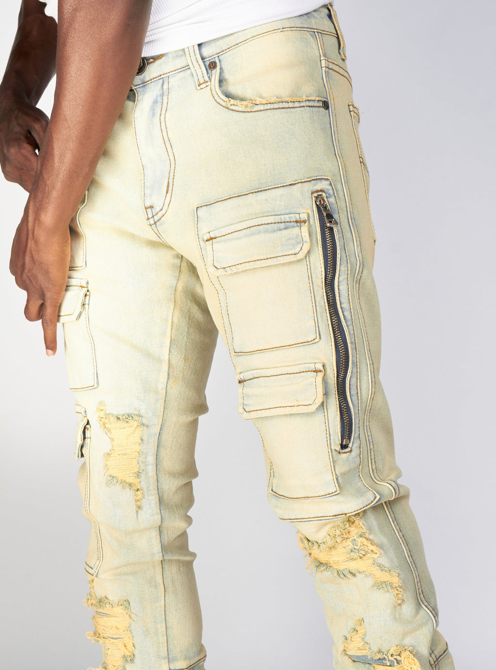 Politics Jeans - Murphy - Light Sand Blast - Skinny Stacked Cargo Zip Flare - 511