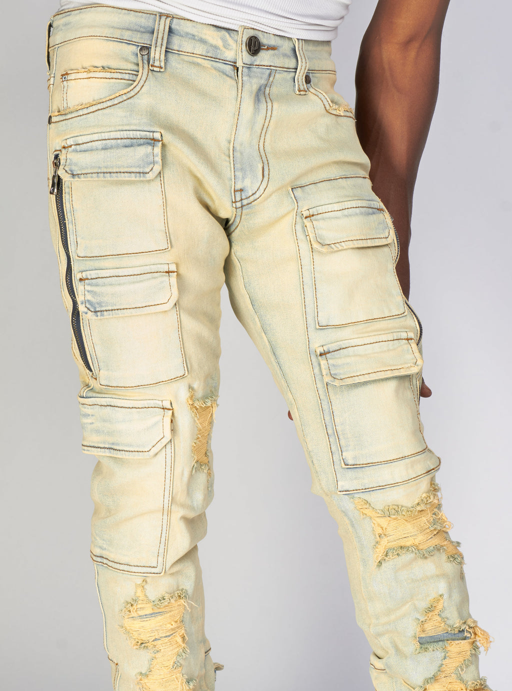 Politics Jeans - Murphy - Light Sand Blast - Skinny Stacked Cargo Zip Flare - 511