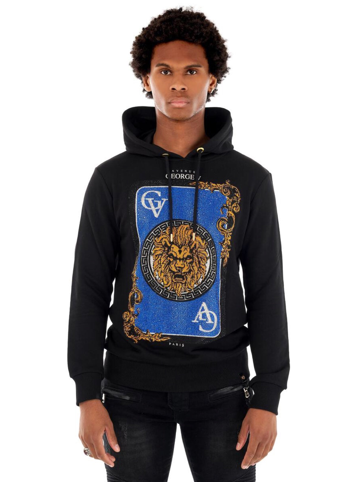 George V Hoodie - Playing Card - Black And Blue - GV2316