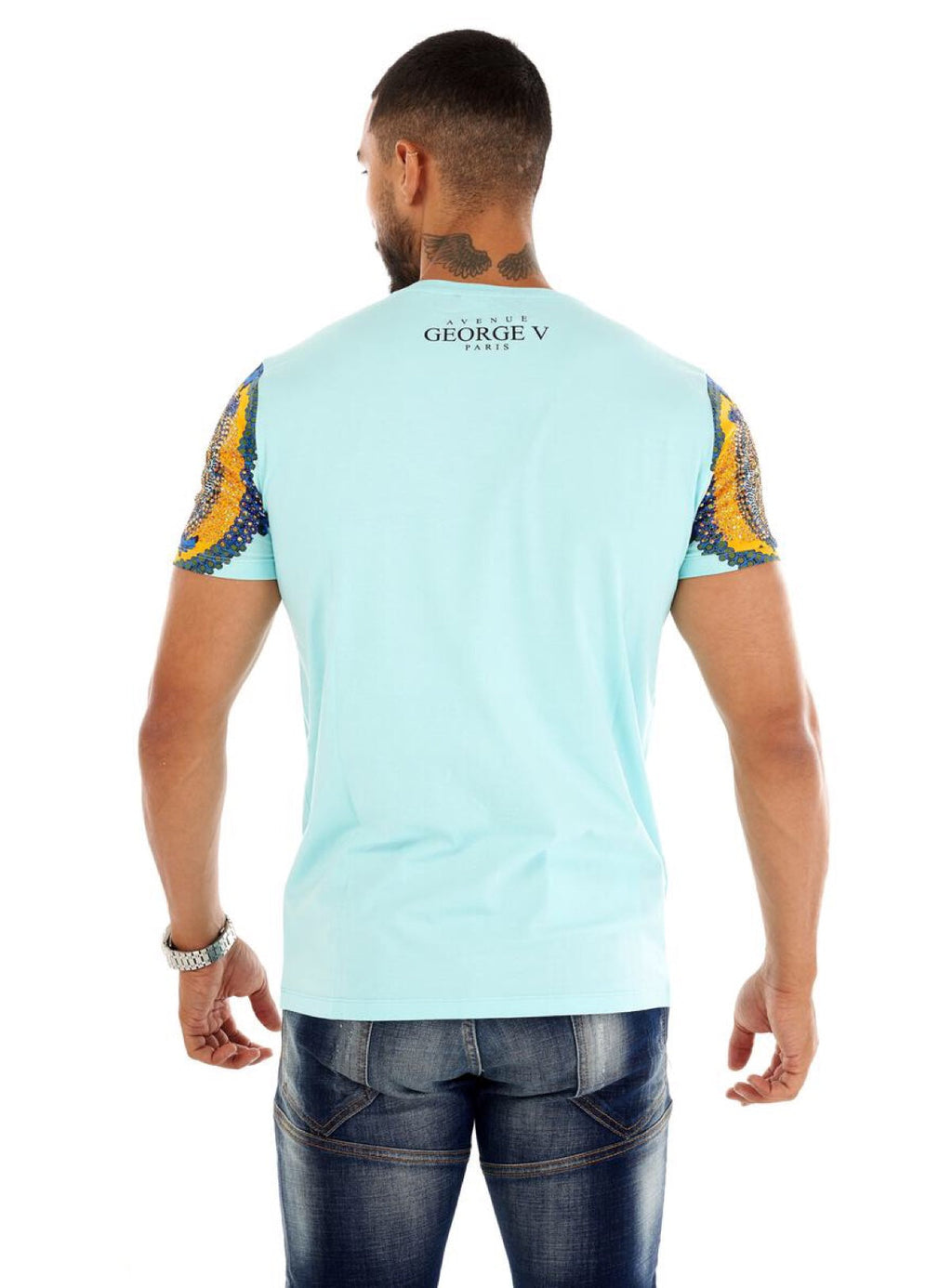 George V T-Shirt - Lion Ornament - Baby Blue - GV2303