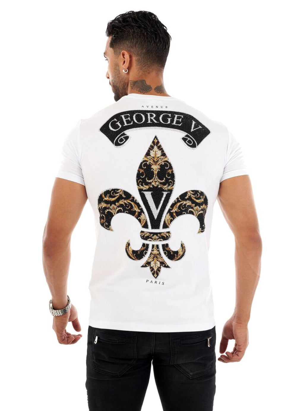 George V T-Shirt - Lys Flower - White - GV2379