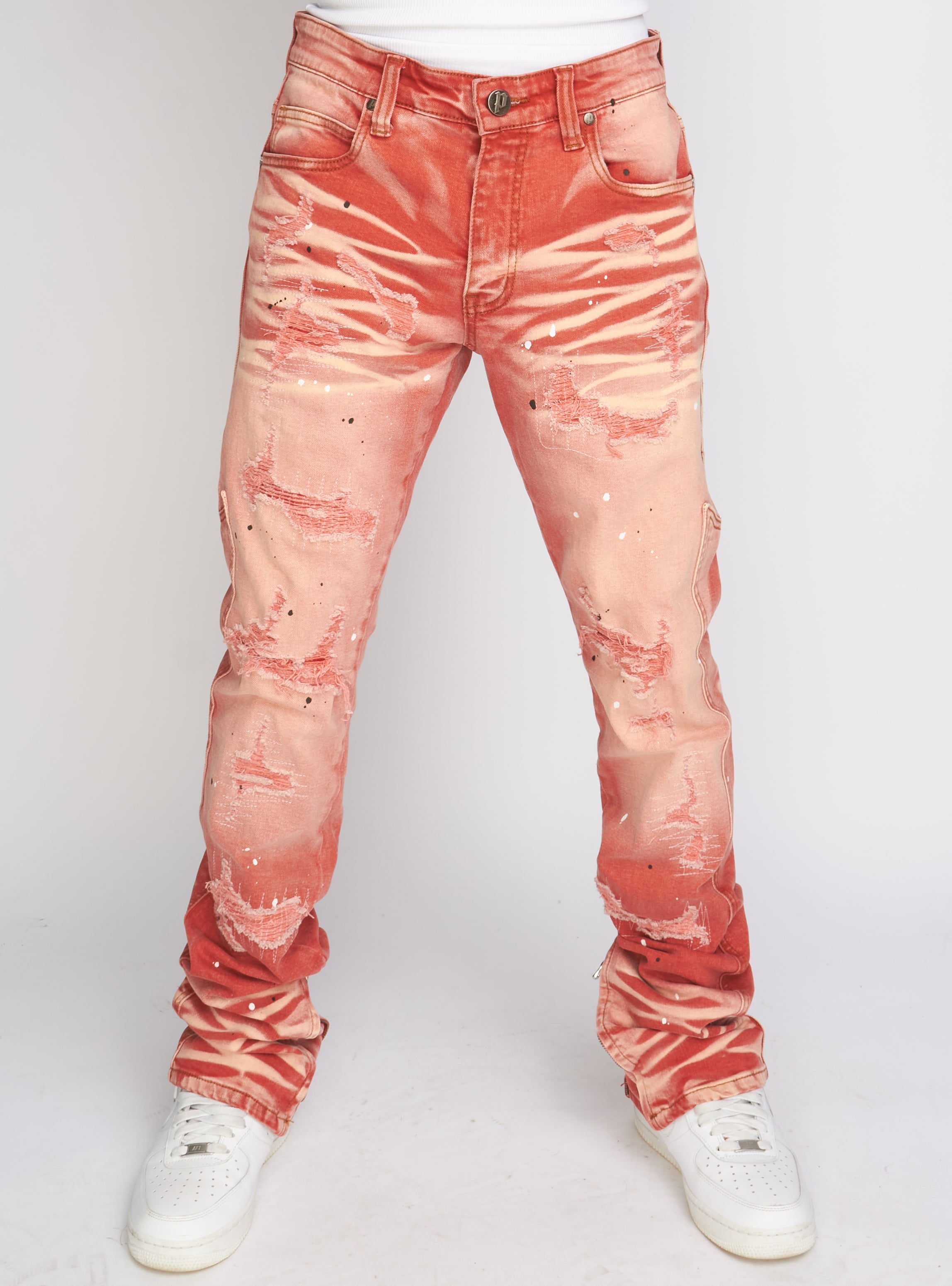Politics Flare Skinny Stacked Jeans - Ramsey - Red Wash - 516