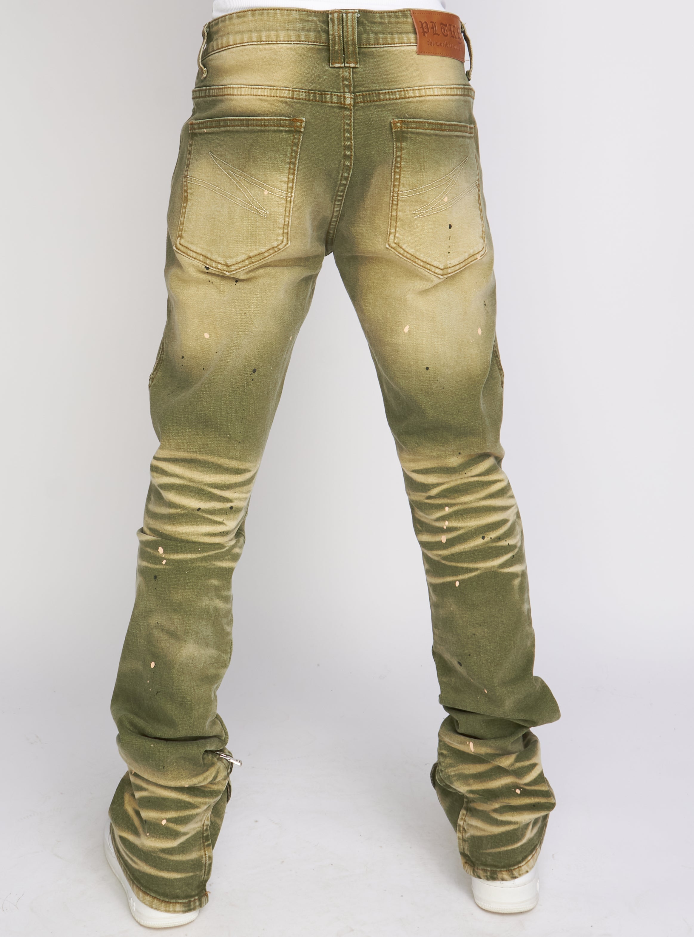 Politics Flare Skinny Stacked Jeans - Ramsey - Olive Vintage - 517