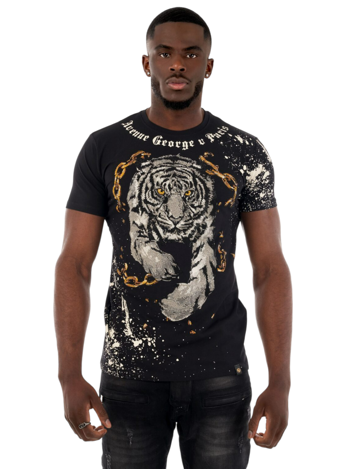 George V T-Shirt - White Tiger - Black - GV2520
