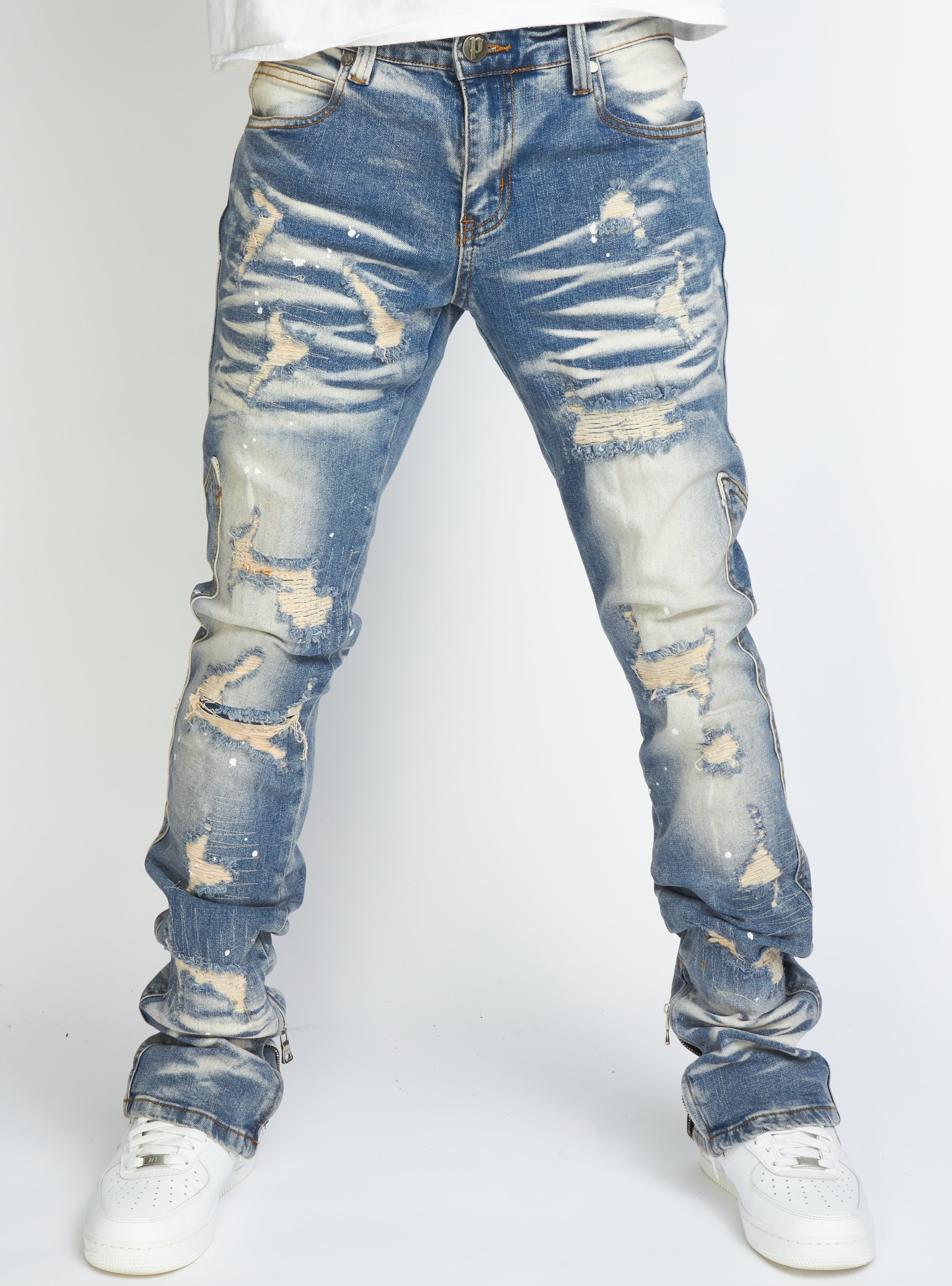 Politics Flare Skinny Stacked Jeans - Ramsey - Blue Wash - 518