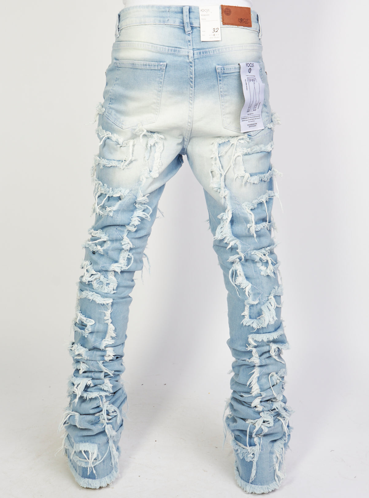 Focus Jeans - Shredded Super Stacked - Light Blue - 3445