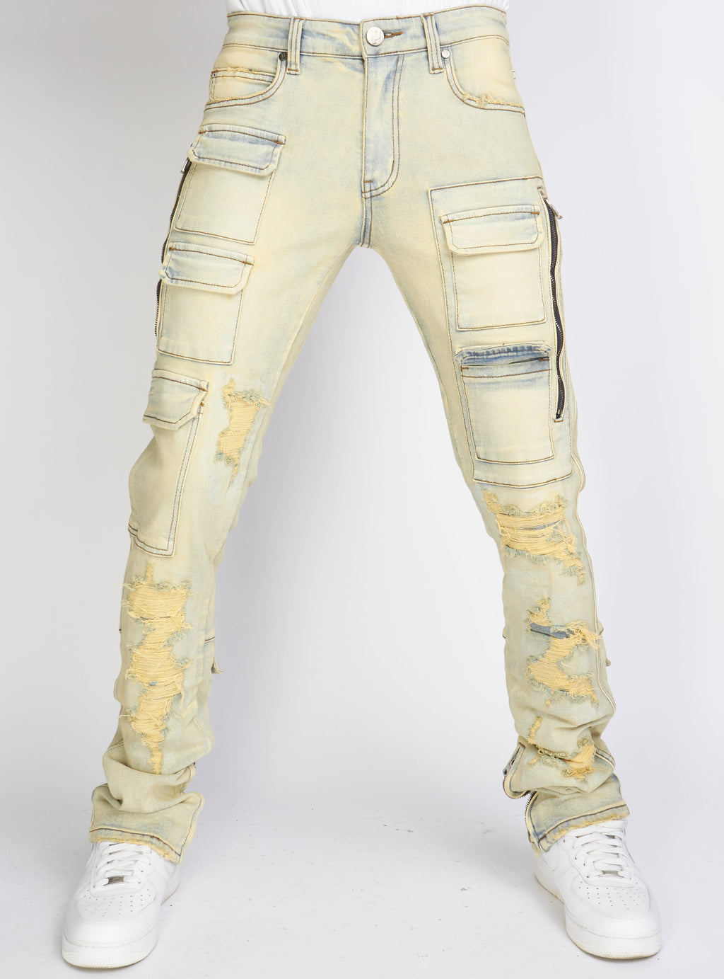 Politics Jeans - Murphy - Light Sand Blast - Skinny Stacked Cargo Zip Flare - 511
