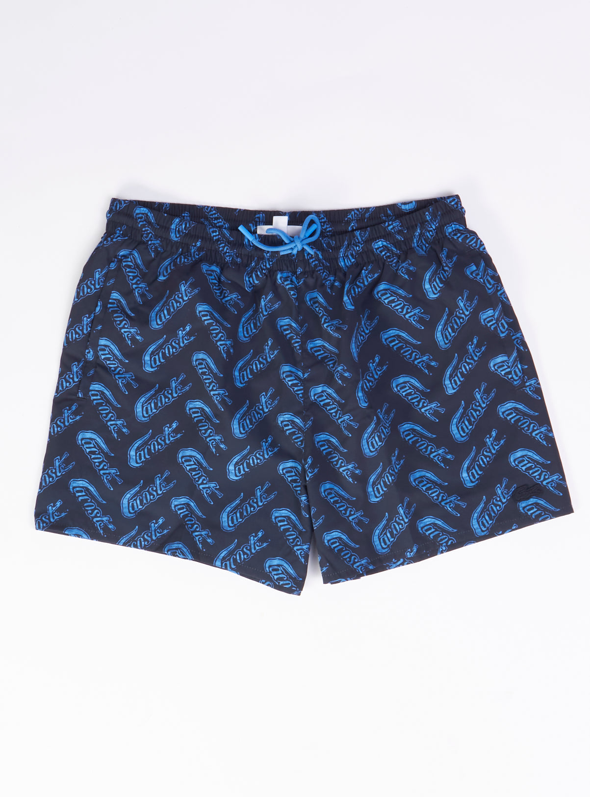 Lacoste Swim Trunks - Vintage Lettered Logo Print - Navy Blue-166 - MH5635 51 F65