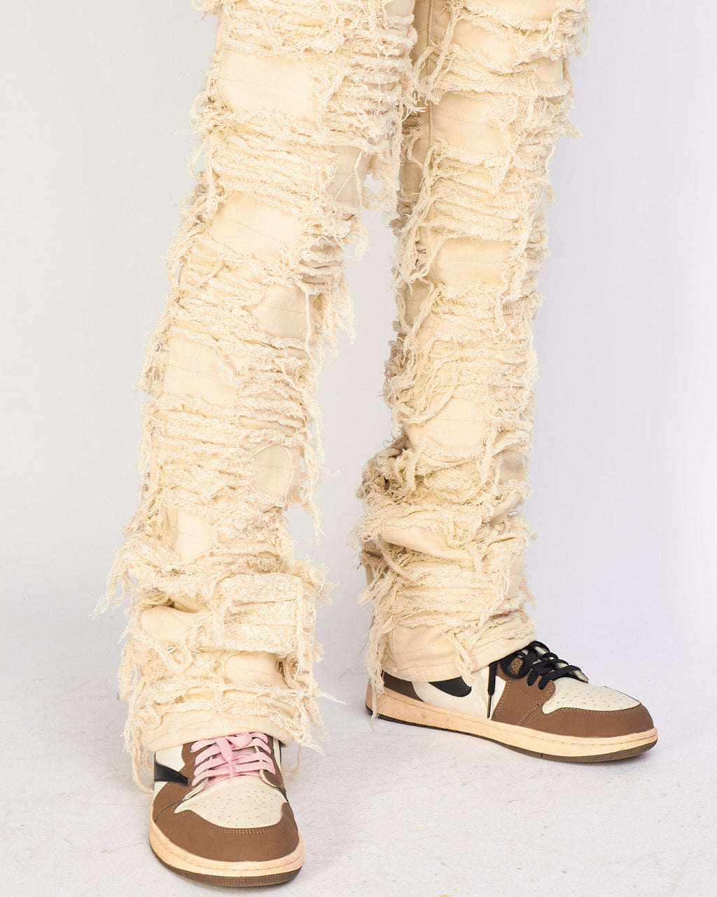Politics Jeans - Thrashed Distressed Denim  - Cream - Debris 504
