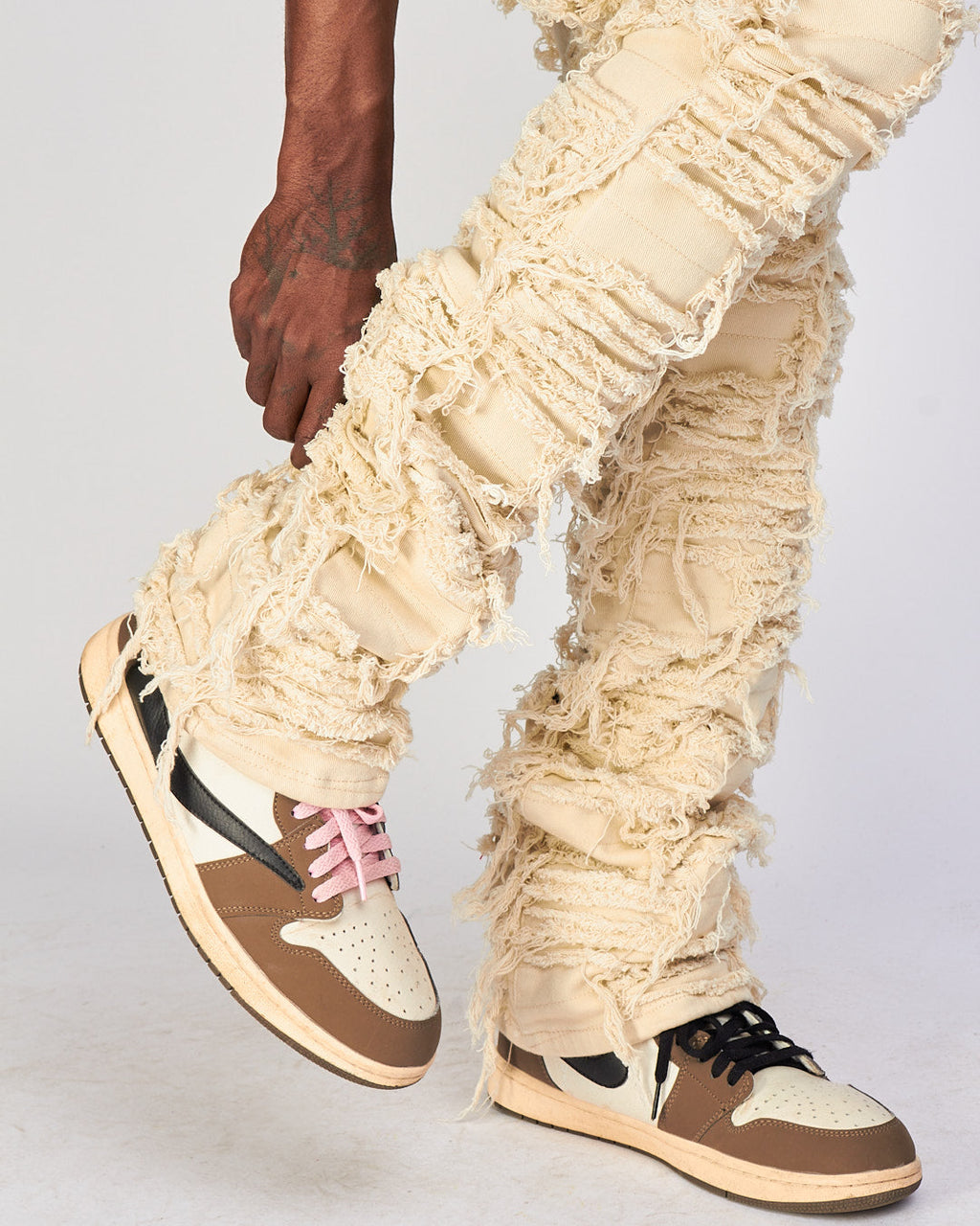 Politics Jeans - Thrashed Distressed Denim  - Cream - Debris 504