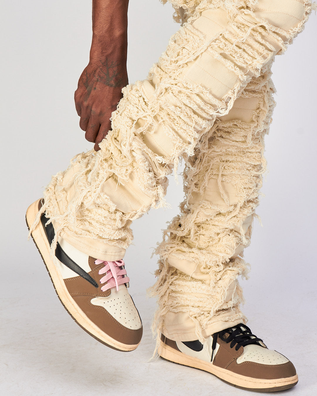 Politics Jeans - Thrashed Distressed Denim  - Cream - Debris 504