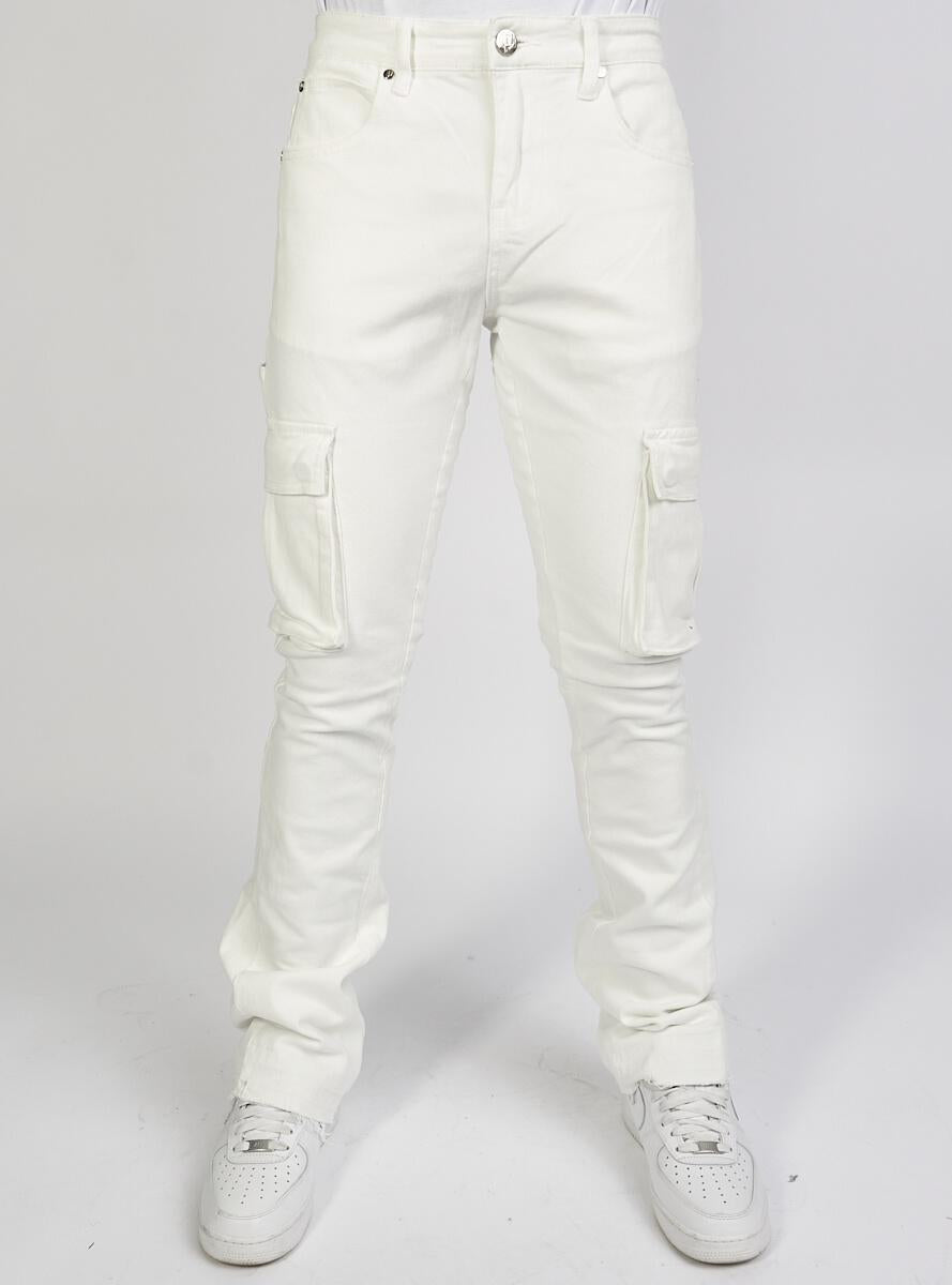 Politics Flare Stacked Pants - Mott - White - 506