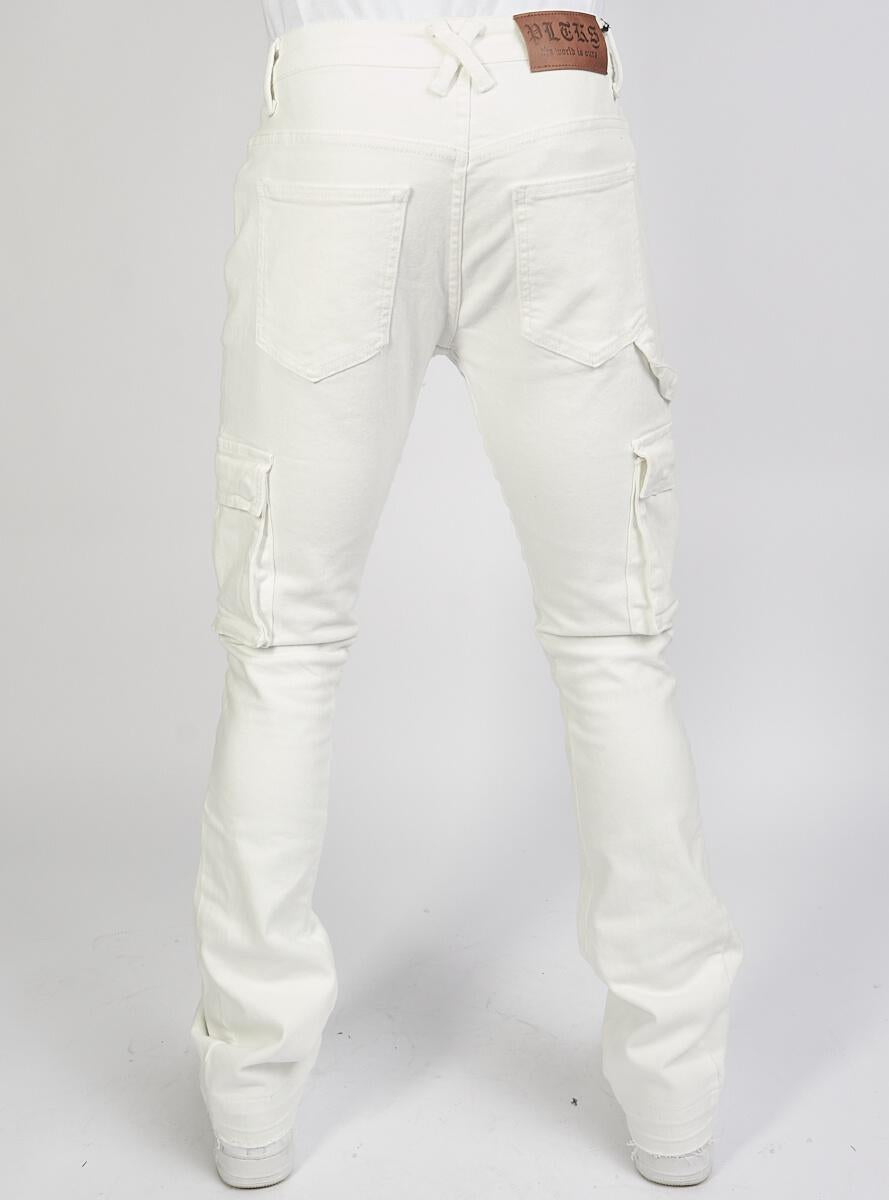 Politics Flare Stacked Pants - Mott - White - 506