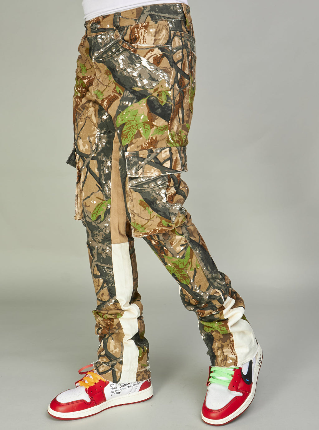 NME Jeans - Monty - Stacked Flare -  Camo, Cream And Khaki - 502
