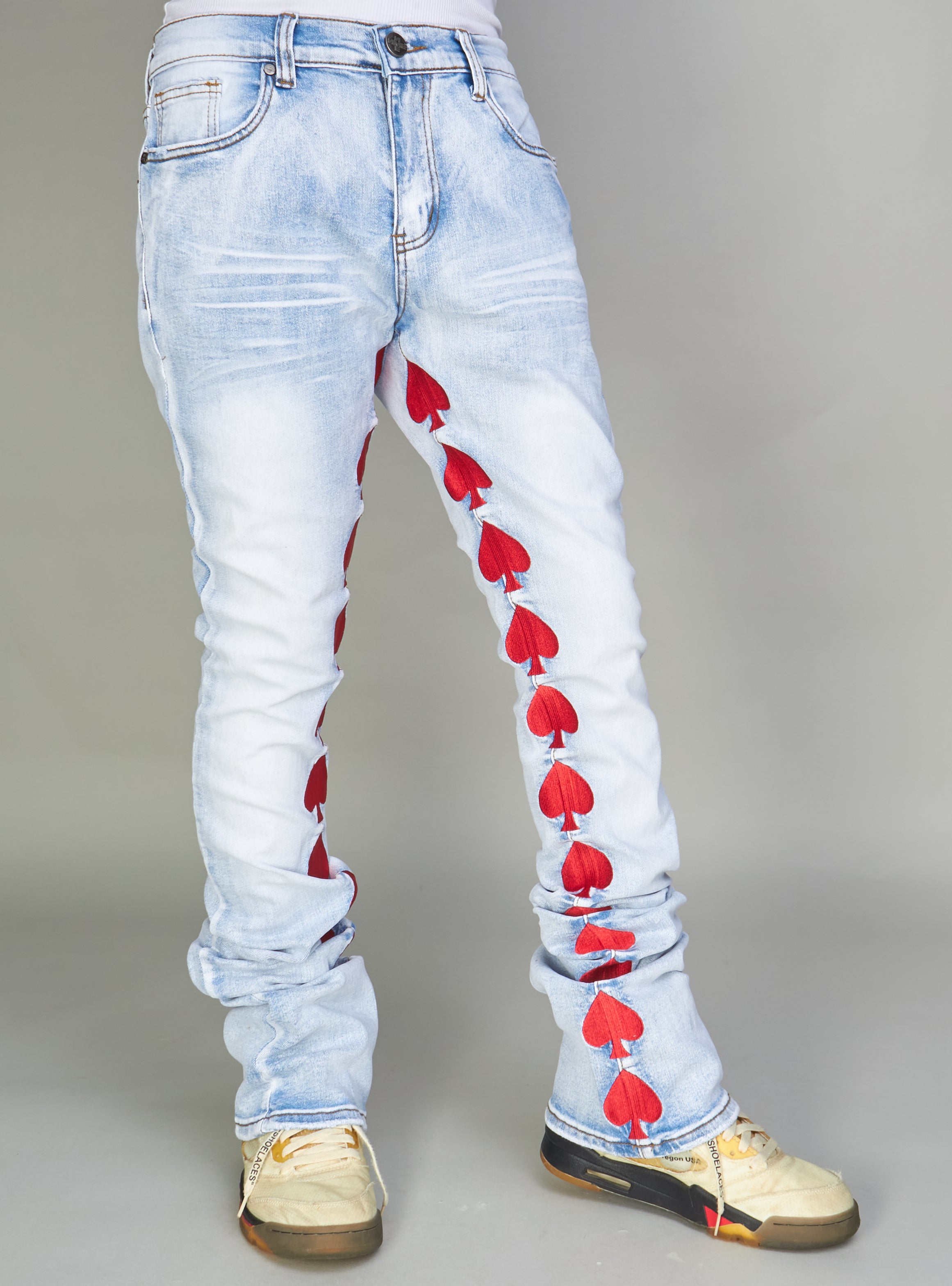 NME Jeans - Pryor - Stacked Light Blue And Red - 502