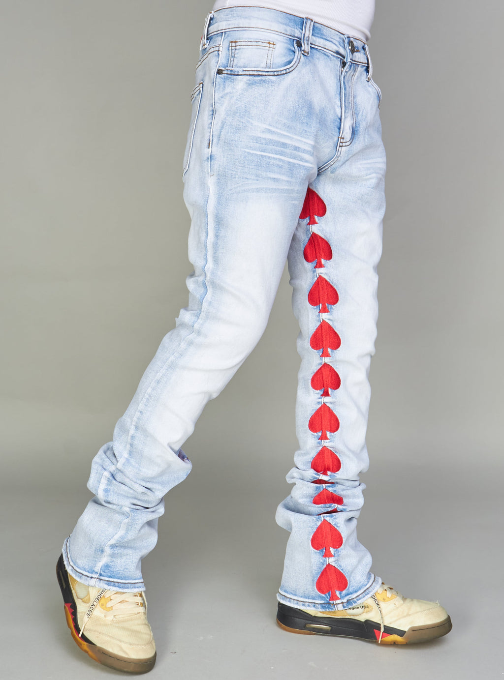 NME Jeans - Pryor - Stacked Light Blue And Red - 502