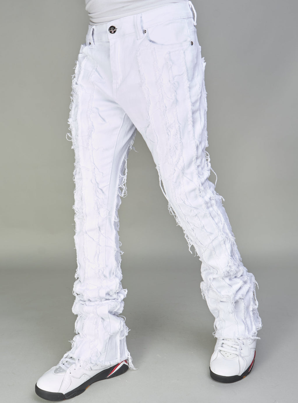NME Jeans - Wayne - Distressed Stacked - White - 502