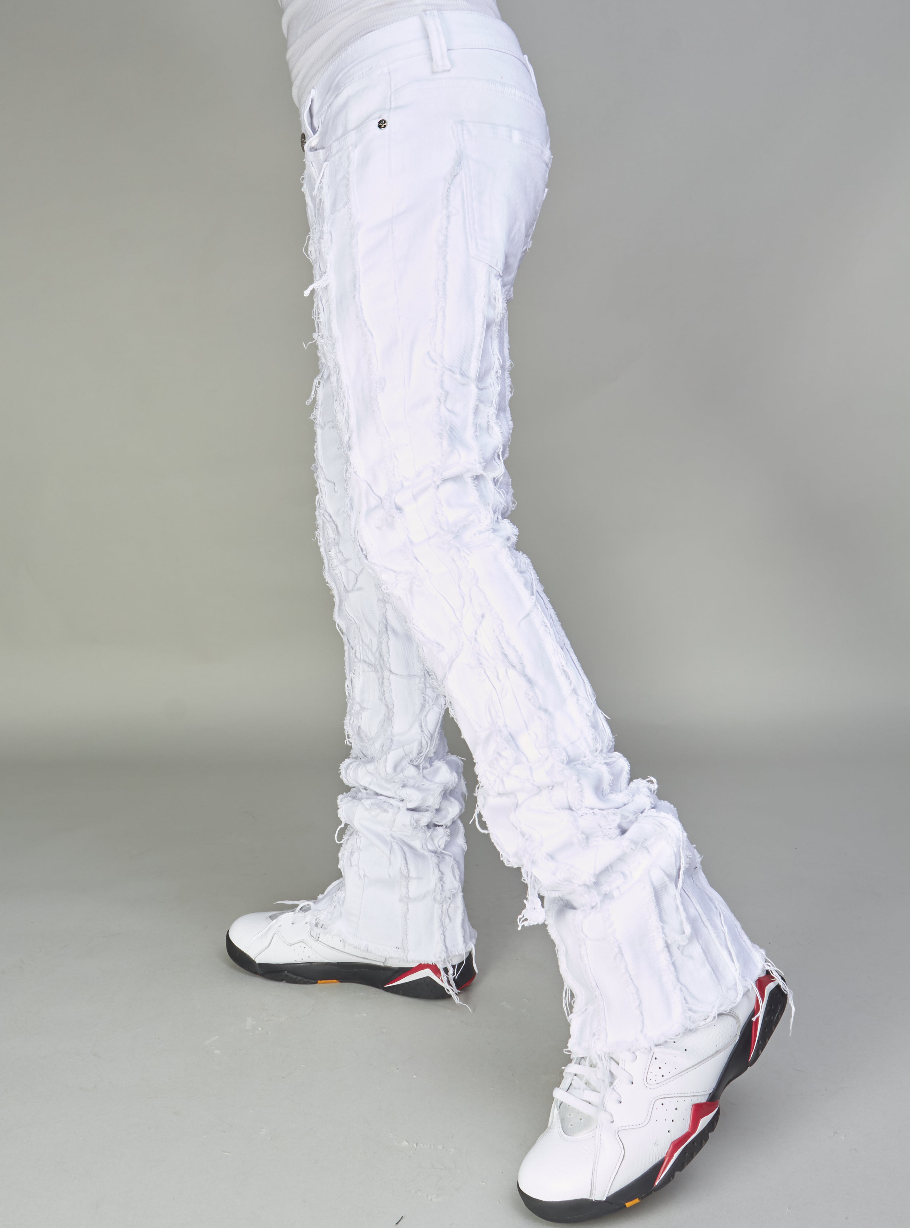 NME Jeans - Wayne - Distressed Stacked - White - 502