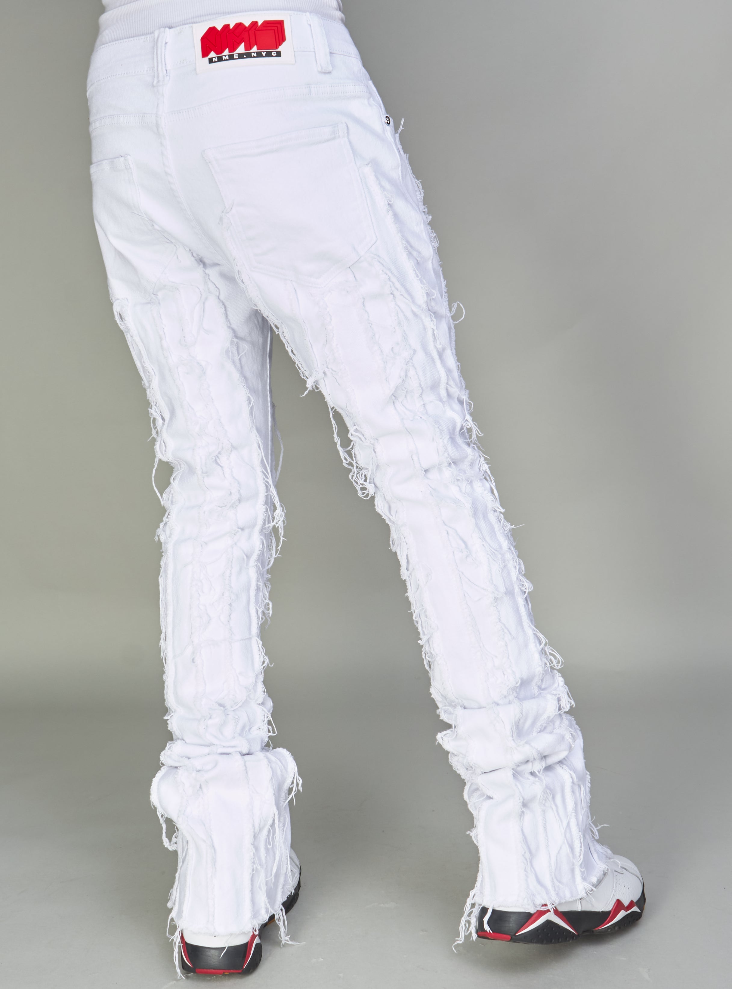 NME Jeans - Wayne - Distressed Stacked - White - 502
