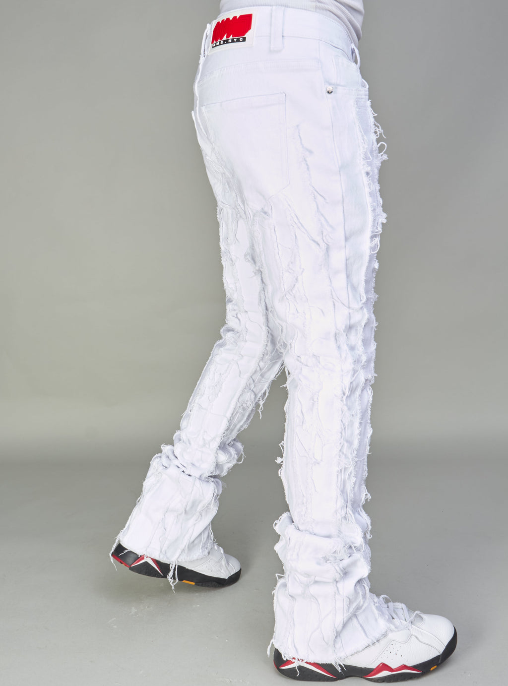 NME Jeans - Wayne - Distressed Stacked - White - 502