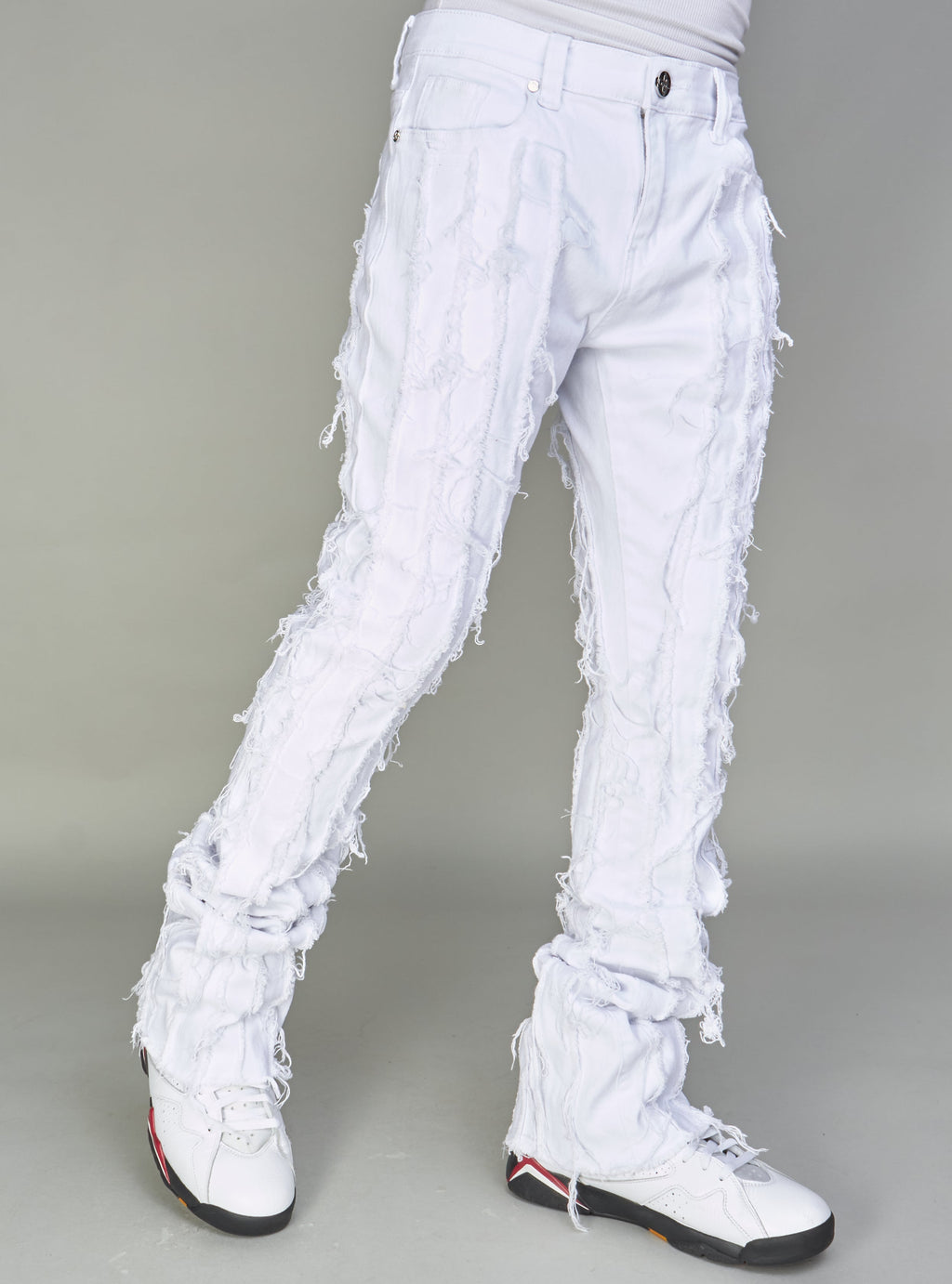 NME Jeans - Wayne - Distressed Stacked - White - 502