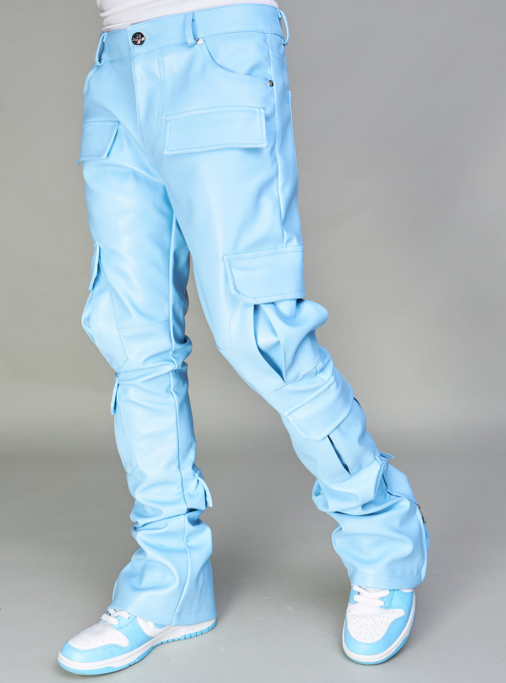NME Jeans - Lawrence - Light Blue - Stacked Leather Cargo - 552