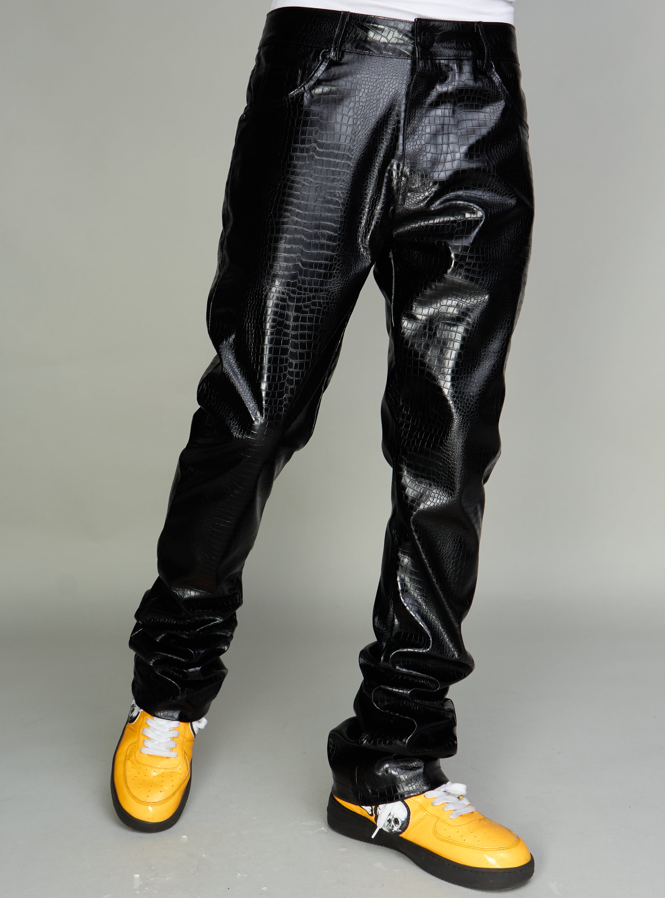 NME Jeans - Tatum - Black - Stacked Leather Cargo - 501